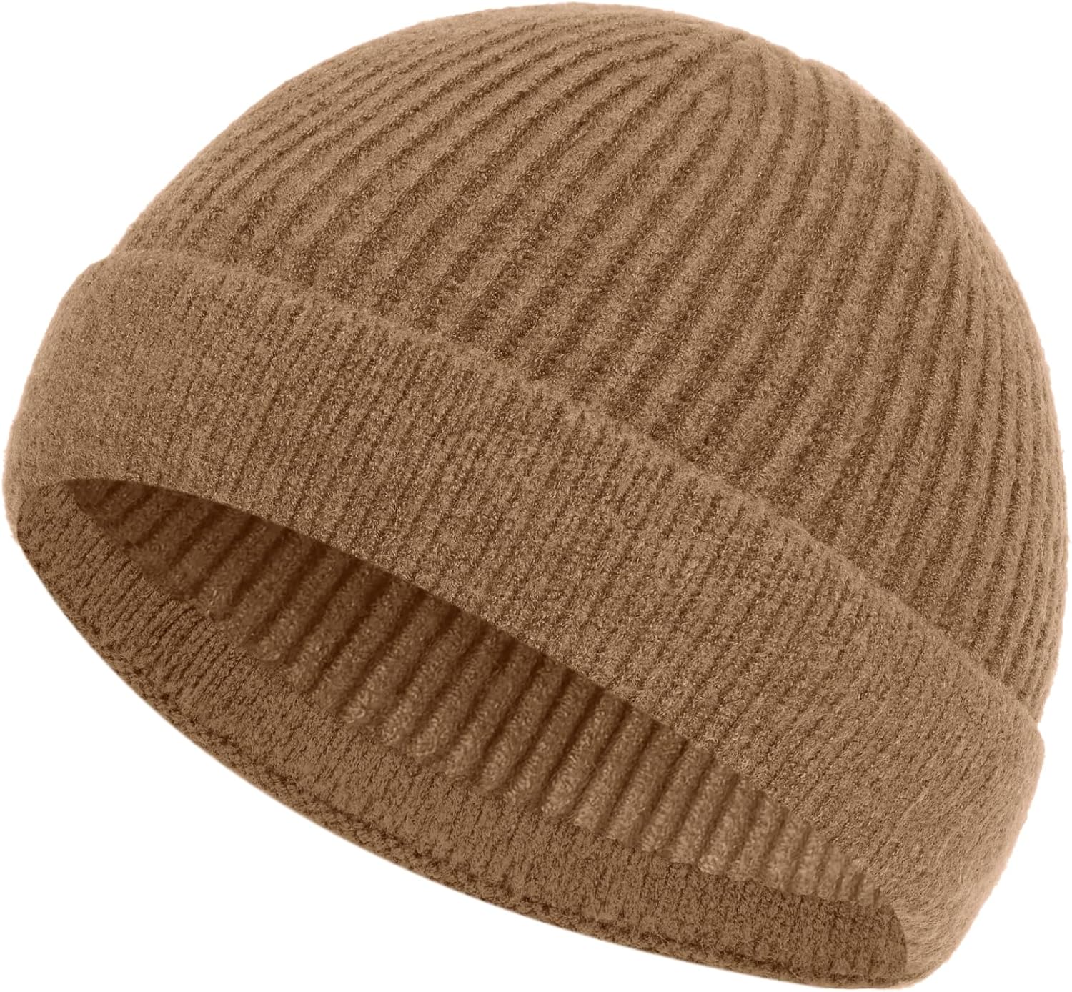 ROYBENS Short Fisherman Beanie for Men Women, Wool Warm Winter Hat, Swag Knit Cuff Soft Trawler Beanies Watch Cap Skull Caps