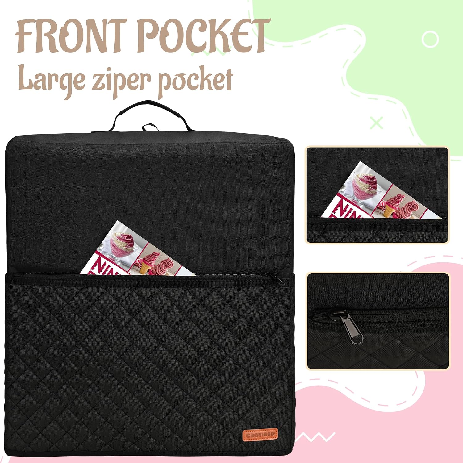 CROTIRAD Ice Cream Machine Cover for Ninja Swirl NC701, Quilted Dust Cover image 4