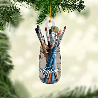 Personalized Artist Christmas Ornament 2024 - Custom Painter and Drawing Gift, Painting Tools Decoration, Unique Paint Gift for Artists (Artist6)