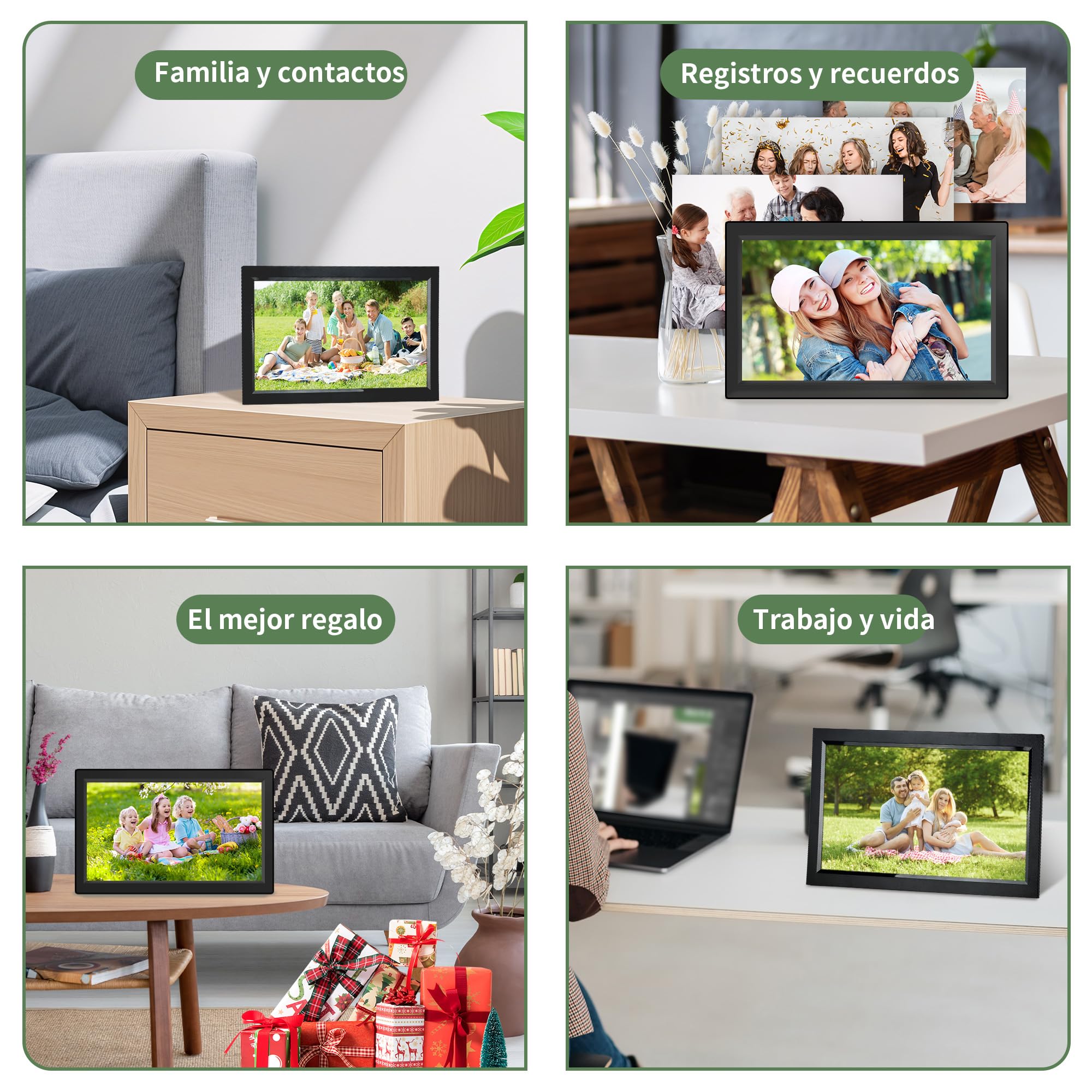 Veidoo Marco de fotos digital WiFi grande de 15.6 pulgadas con pantalla táctil IPS de 1920 x 1080, memoria integrada de 32 GB, rotación automática y montaje en pared, marco digital para compartir