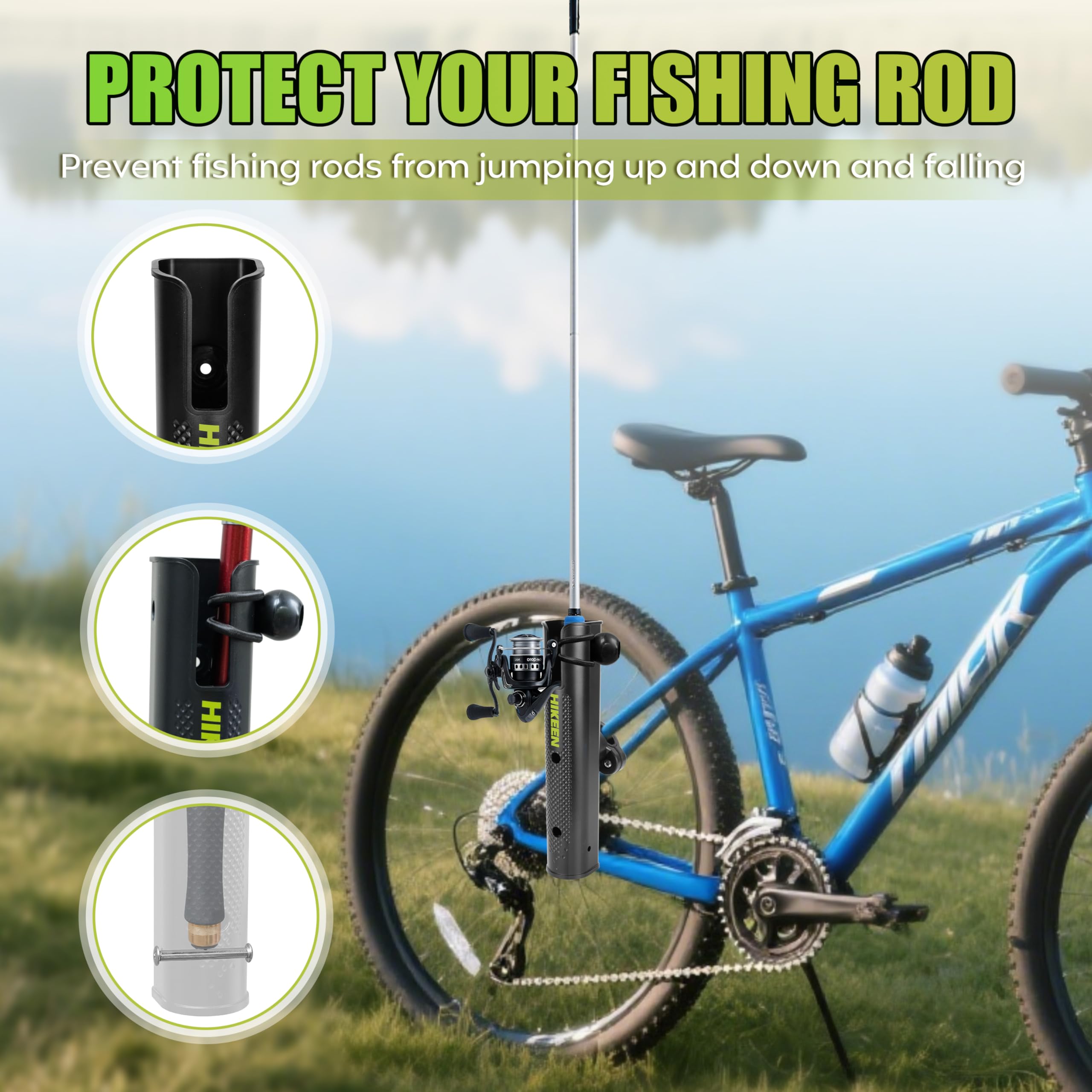 Hikeen Fishing Rod Holder for Bike, Adjustable Pole Mount Fishing Rod Rack for Bicycle, Beach Car, Fishing Chair, ATVS, Boats, Carts : Sports & Outdoors