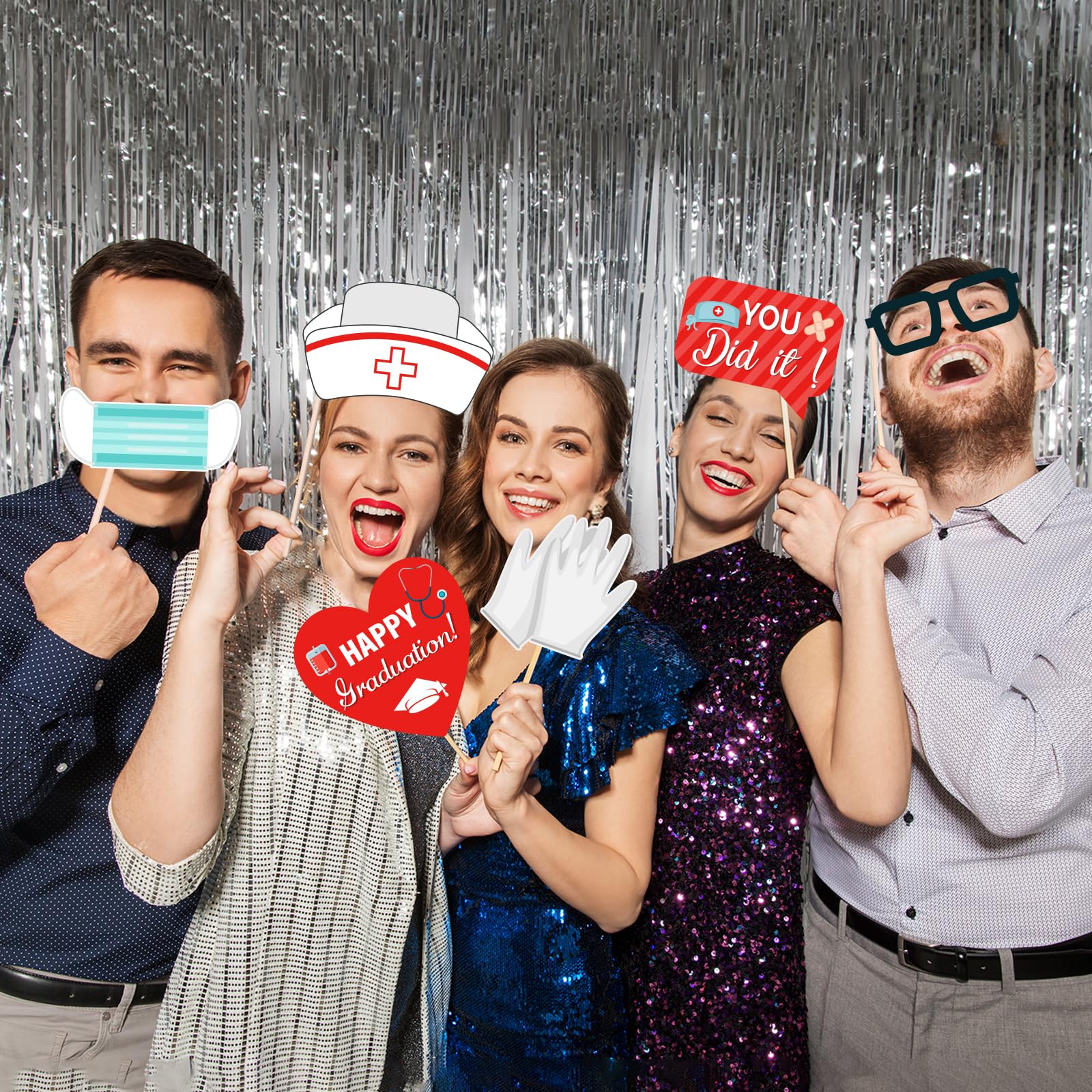 Doctor Nurse Graduation Photo Booth Props - 30 Piece Medical School Graduation Party Decorations