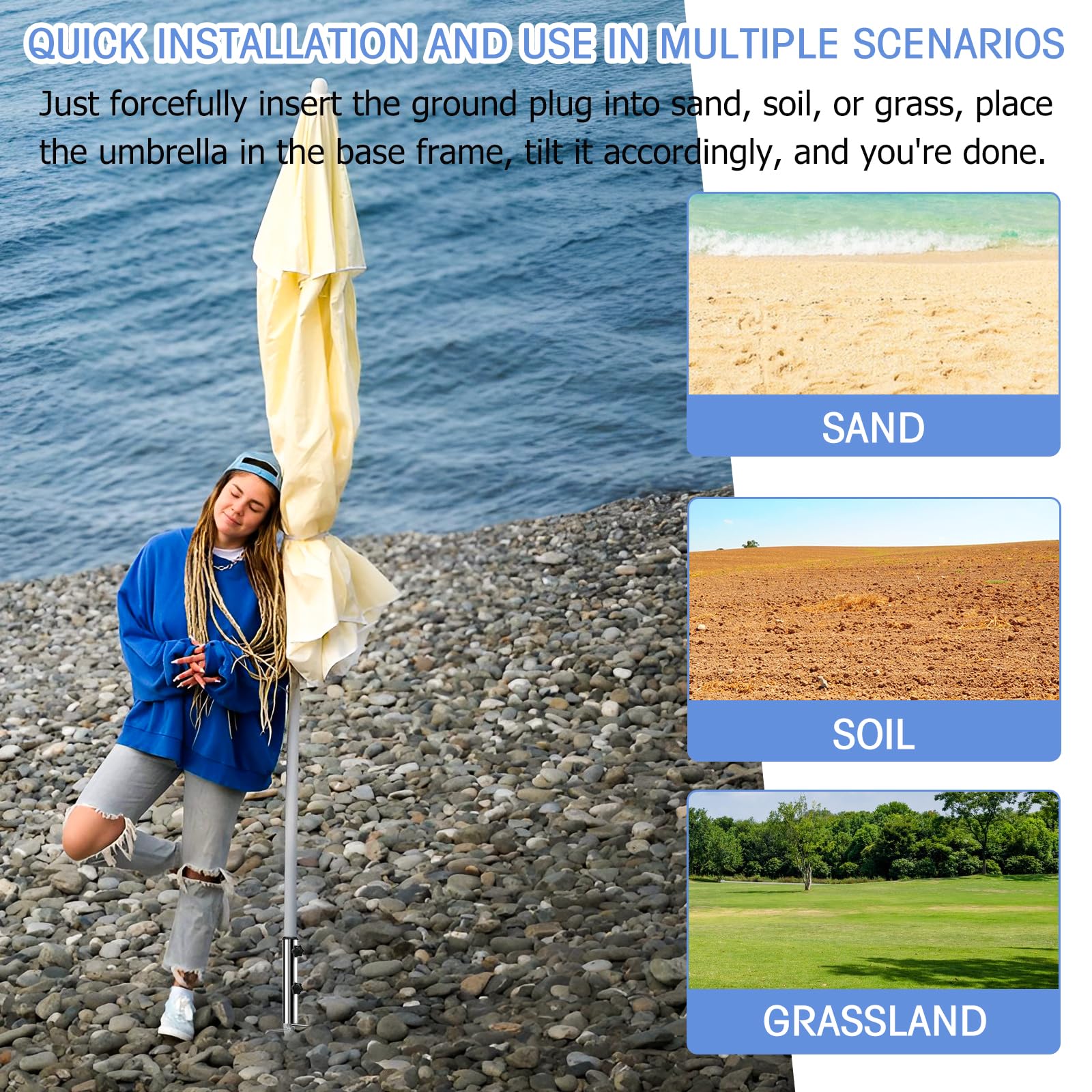 Sonnenschirmständer Mit Rasendorn - Metall Bodenanker Mit 4 Heringen