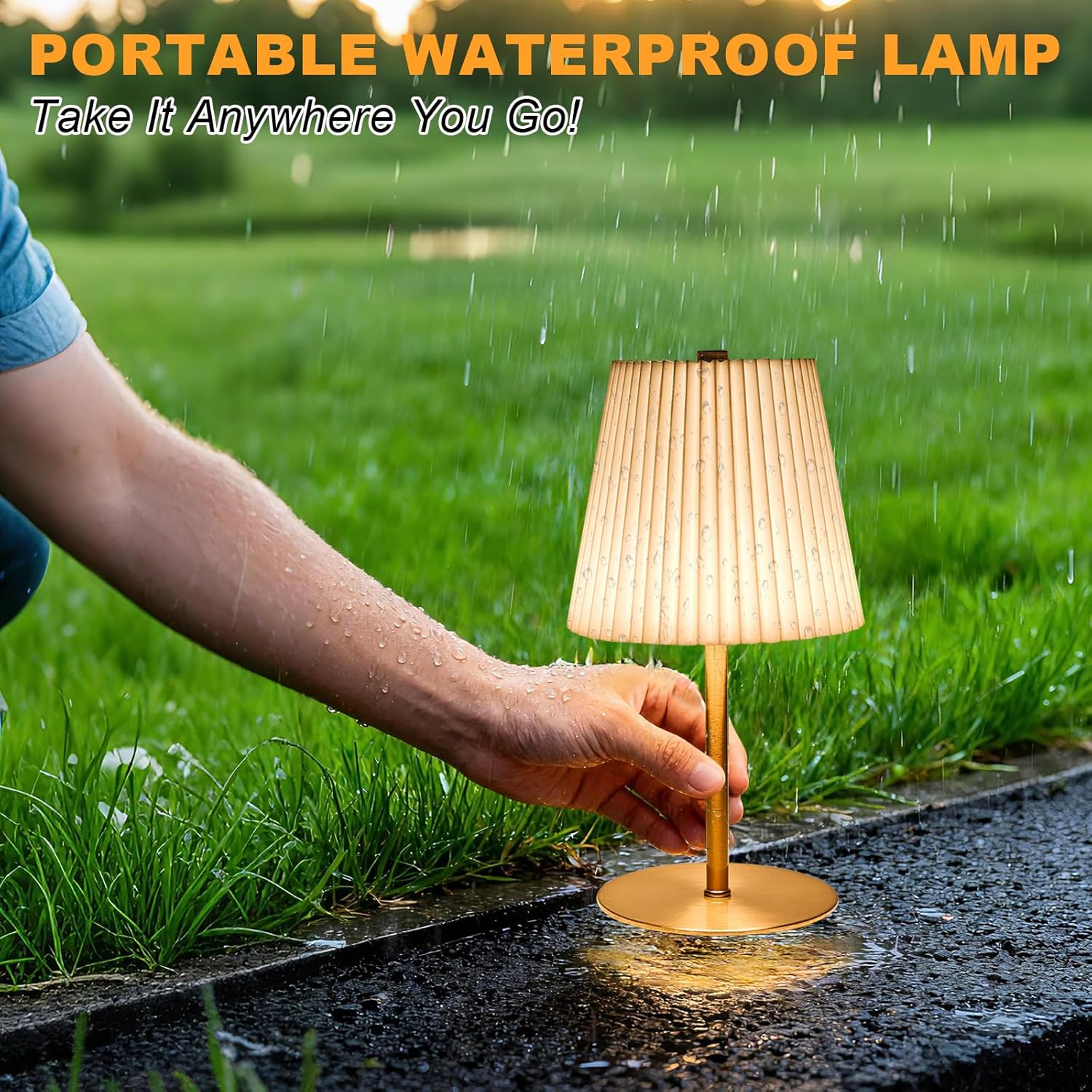 Small Cordless Table Lamp, 5200mAh Rechargeable Battery, Touch Control 3-Color & Stepless Dimming, Portable LED Mini Lamp with Beige Shade for Bedroom, Office, Dining Table, Outdoor Camping