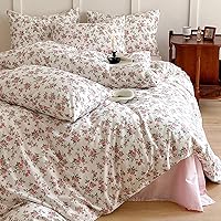 Vista 44 de 3 piezas de juego de funda de edredón tamaño individual XL, funda de edredón blanca con estampado floral azul, ropa de cama coquette de algodón