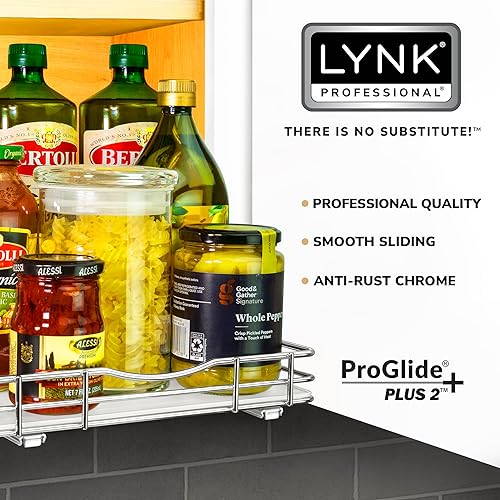 Miniatura 6 de LYNK PROFESSIONAL - Organizador extraíble de especias para armario, 10-14 pulgadas de ancho, estante deslizante, organizador de especias, cromado