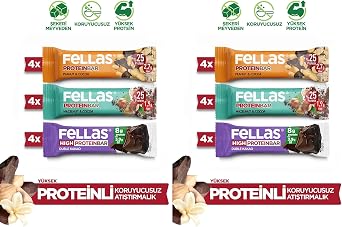 Fellas Protein Bar, Karma Kutu 4  e it, 32gr x 12 Adet 2 paketi