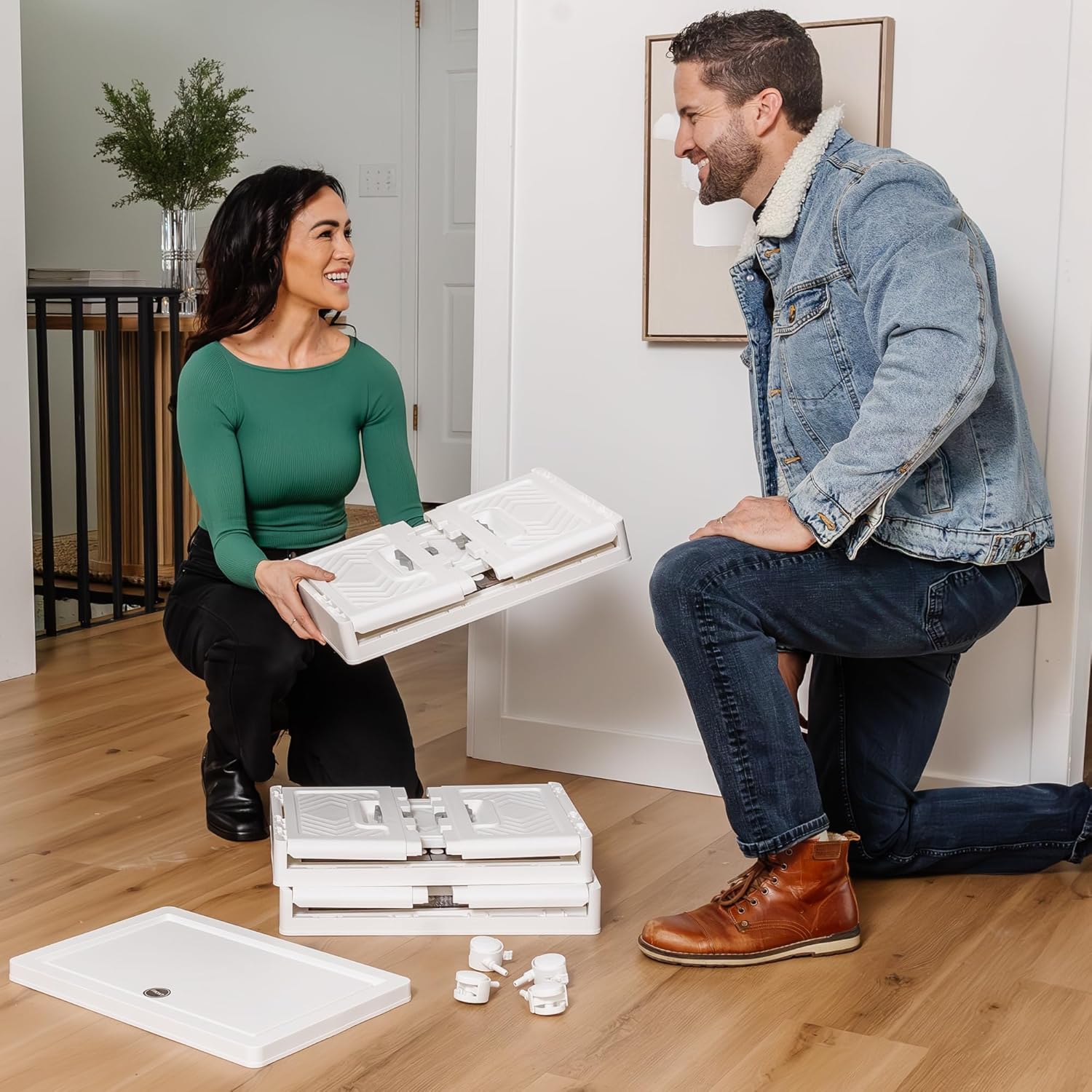 DALMAN 26QT Stackable Storage Bins with Lids - 3 Tier Wheeled Shelf Organizer Plastic Containers with Lids - Multipurpose Storage and Organization Shelving Unit with Magnetic Closure