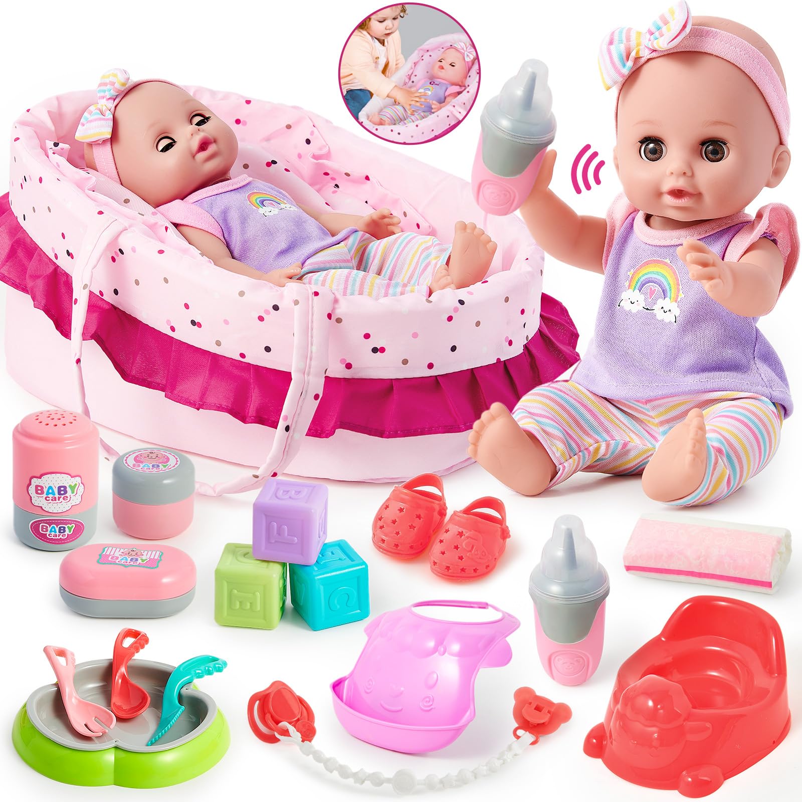 Baby Talking Dolls For Kids 12'' Interactive Baby Doll Set With