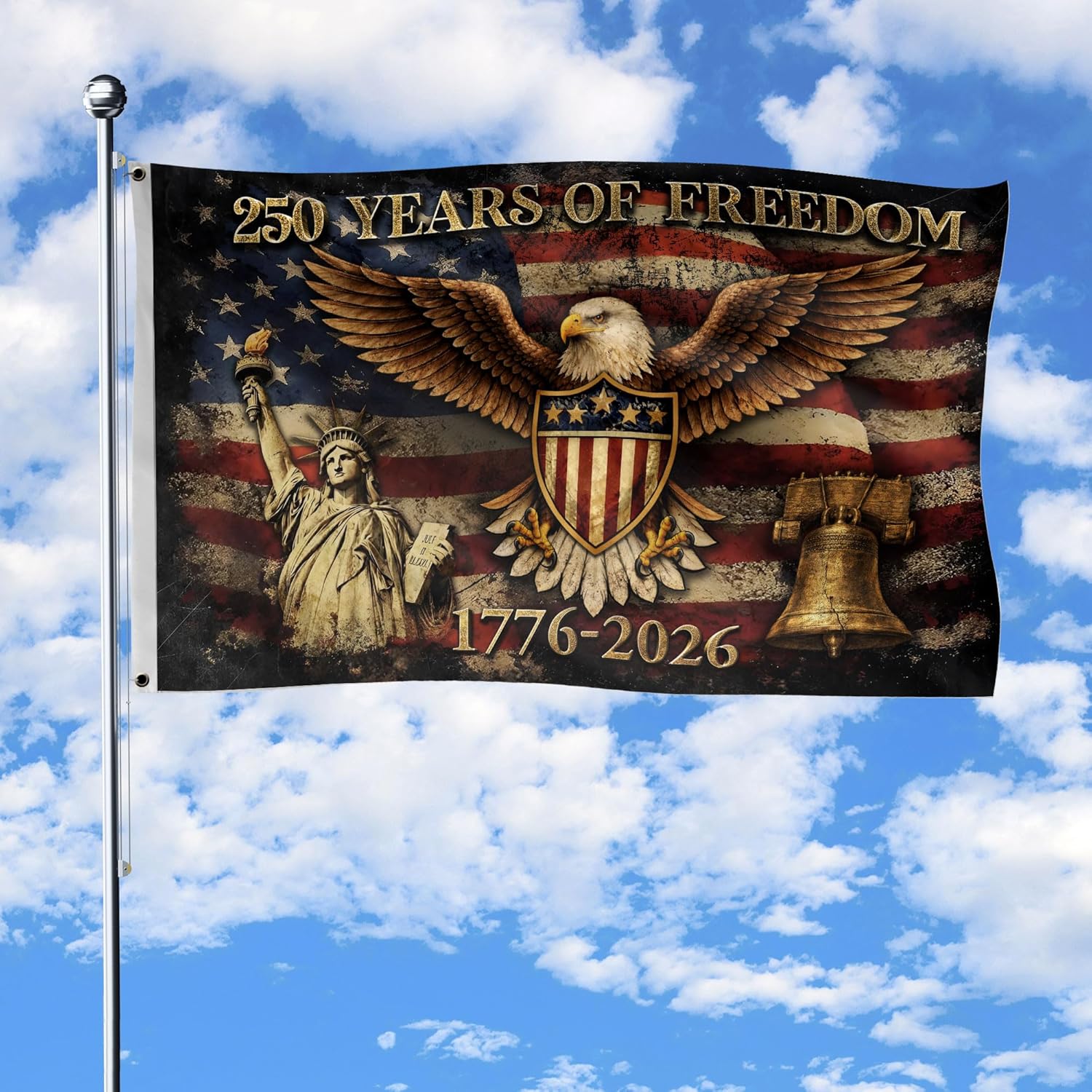 250 Anniversary Usa Flag 3x5 Ft, 250 Years Of Freedom Flags, American 250th Anniversary Banner, Double Side Printed, Eagles House Flag 3
