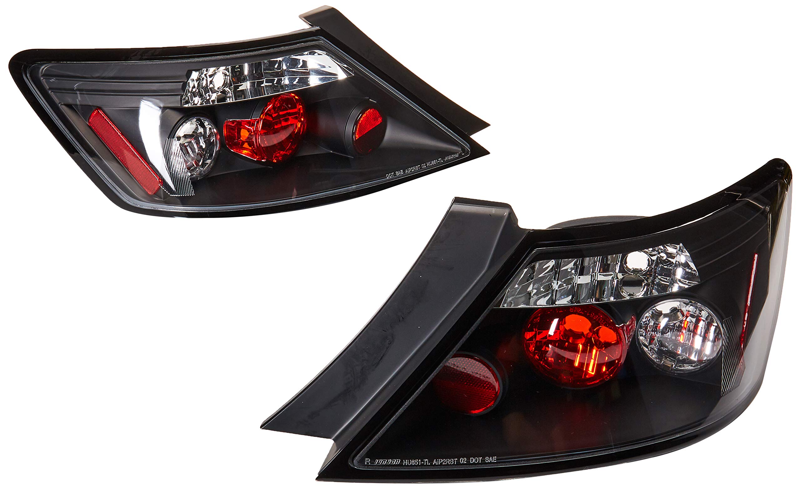 Spec-D Tuning Black Tail Lights Compatible with 2006-2011 Honda Civic Coupe 2 Door, Left + Right Pair Assembly