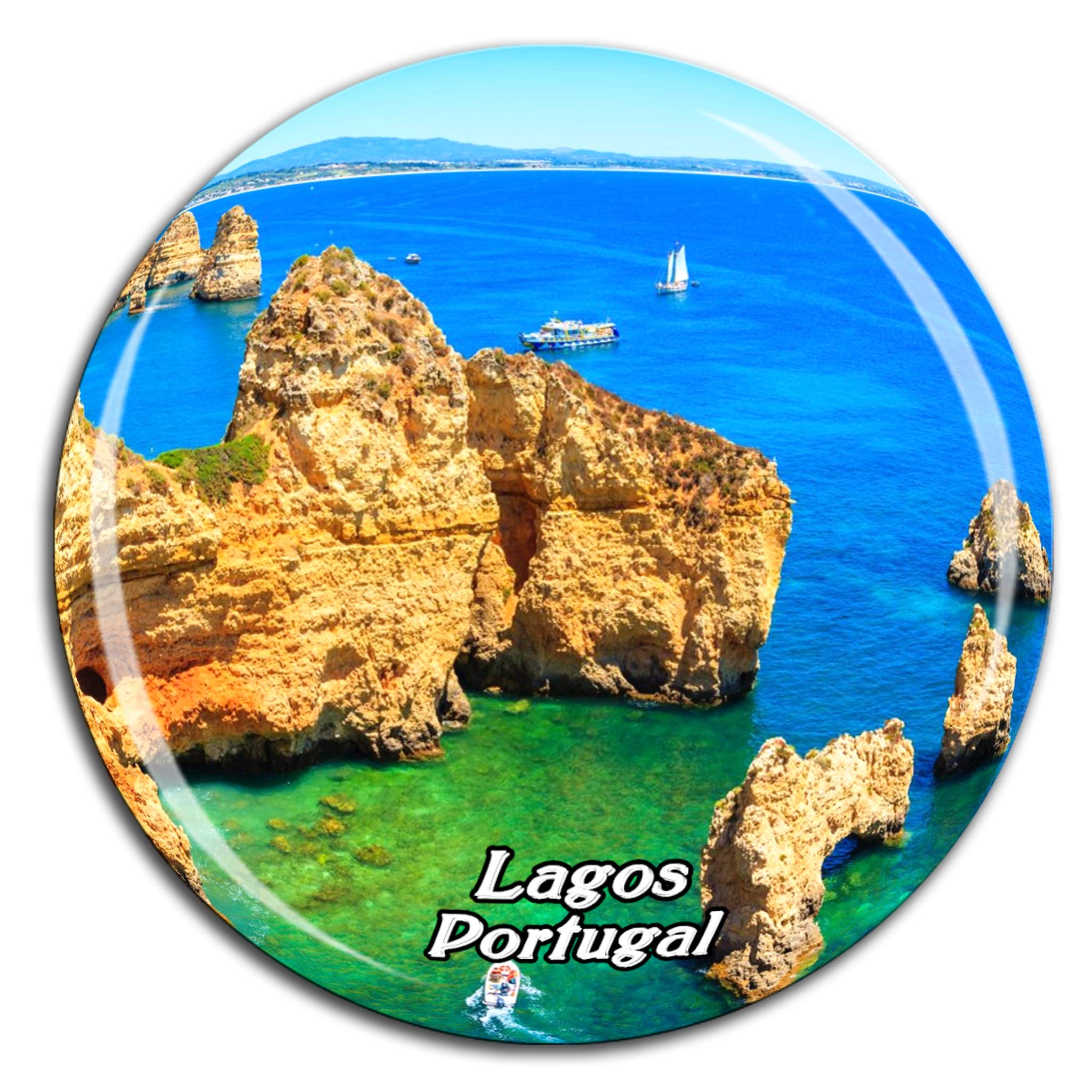 Weekino Ponta Da Piedale Lagos Portugal Fridge Magnet 3D Crystal Glass Tourist City Travel Souvenir Collection Gift Strong Refrigerator Sticker