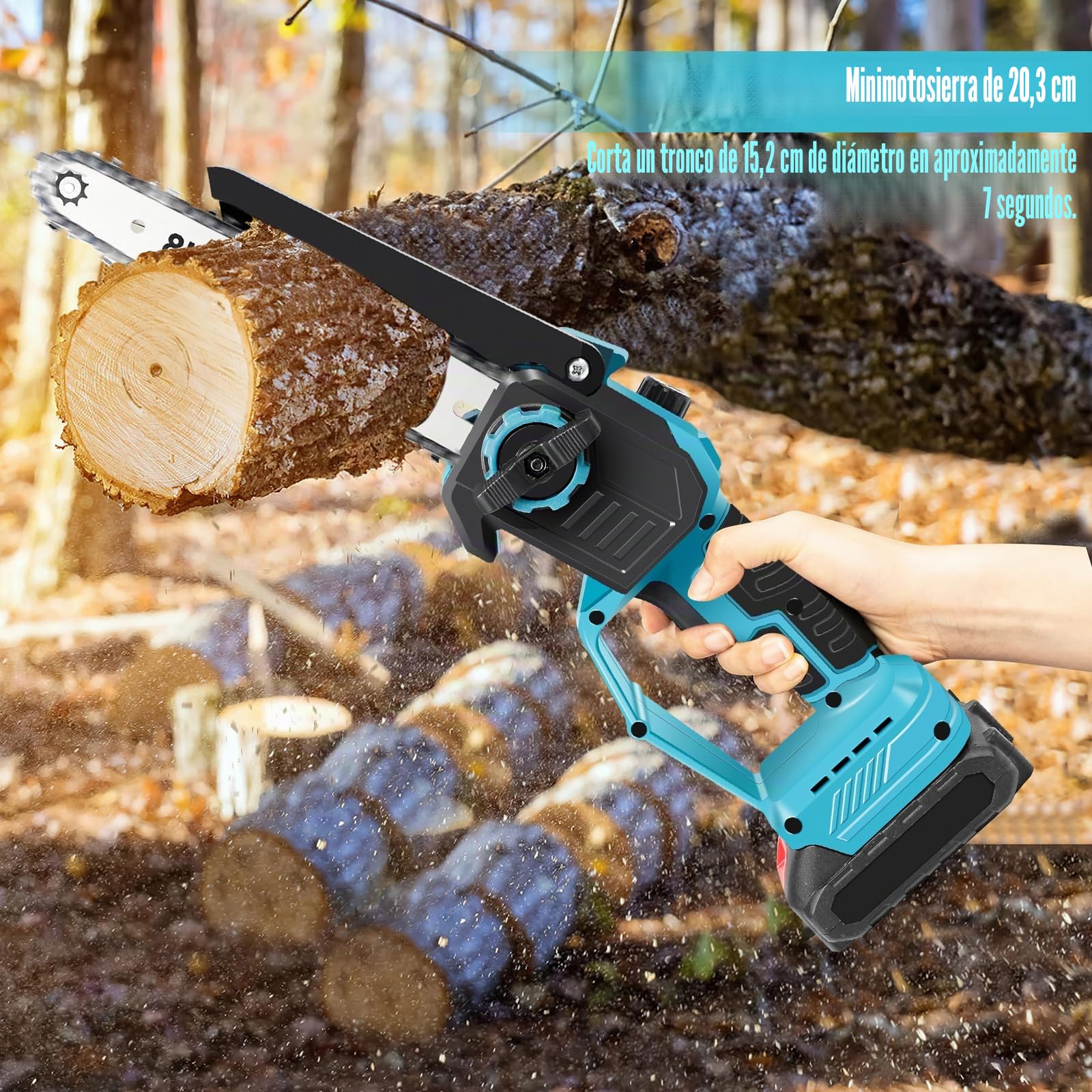 Podadora inalámbrica 2 en 1 y mini motosierra de 8 pulgadas con 2 baterías de 6000 mAh y cargador, motor sin escobillas, barra telescópica de 2,8 m, para árboles y ramas altas (2 baterías de 6000 mAh)