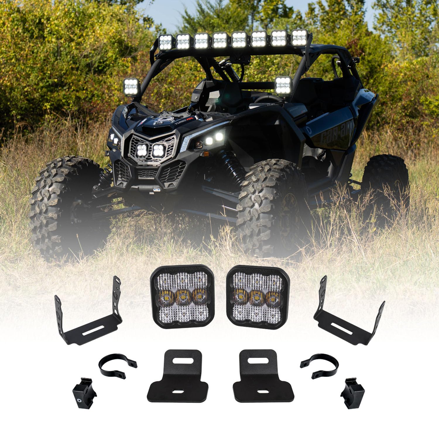 Diode Dynamics Stage Series A-Pillar Pod Kit compatible with Can-Am Maverick X3 2017-2025, SS3 Sport Yellow Combo