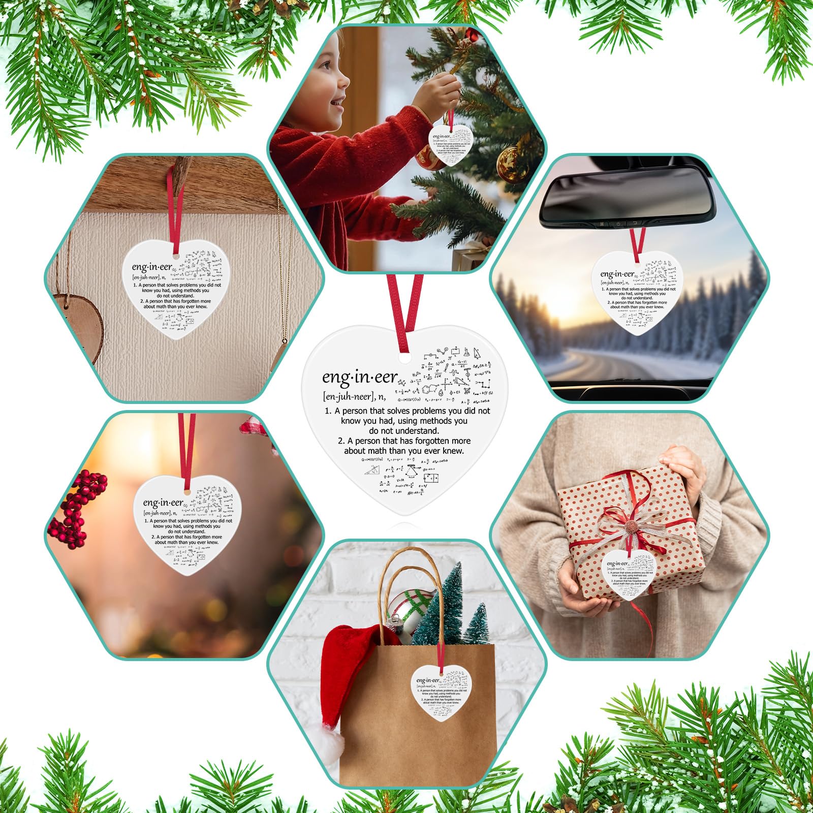 Engineer Gifts for Women Men Engineer Gifts Christmas Ornaments Engineer Student Birthday Gift Inspirational Gifts for Mechanical Ceramic Ornament Engineer Engineering School Graduation Gifts