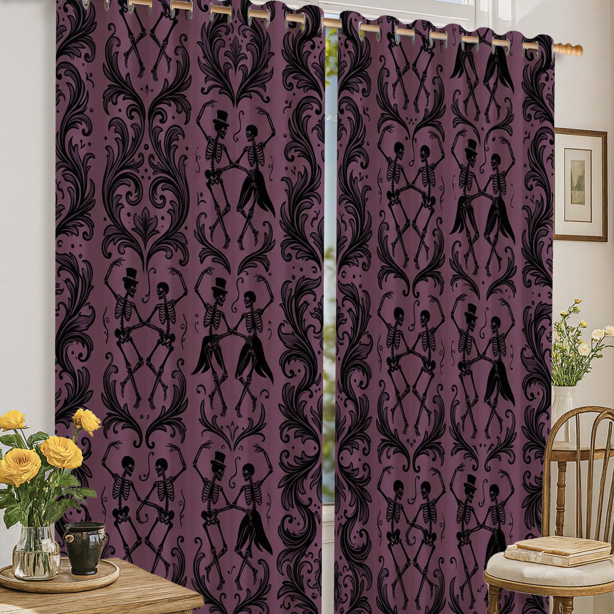 Rideaux occultants violets sans plis bloquant la lumière pour bureau et chambre