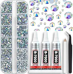B7000 cola adesiva de joias com strass para artesanato, 4000 peças de cristal AB Flatback Gems strass com pinça picker lápis cola transparente para roupas faça você mesmo, tecido, sapatos,