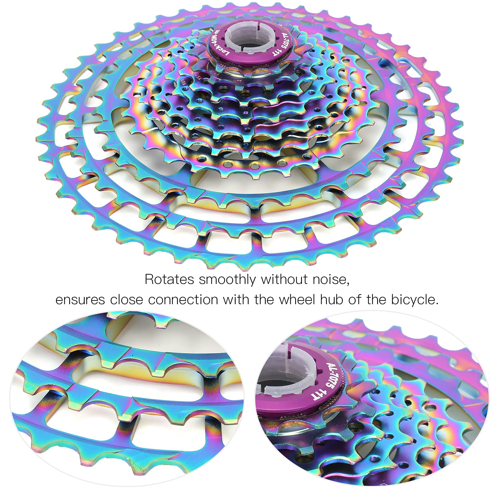 CHICIRIS Volante Cassette de Bicicleta de 10 Velocidades Aleación de Aluminio Colorida Acero 11 46T Piñón Hueco Liviano para Bicicletas de Carretera de Montaña Suave Reemplazo de Rotación Silenciosa
