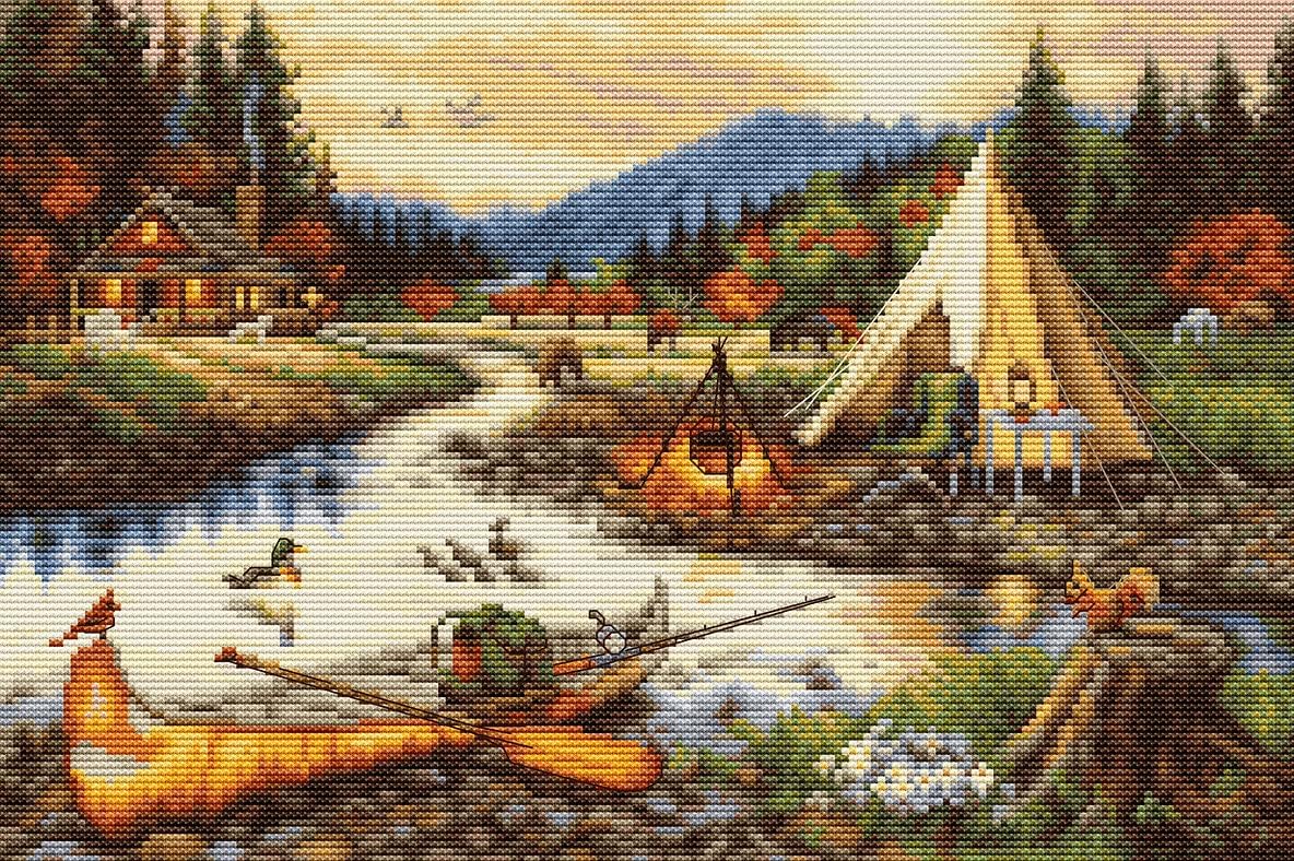 Luca-S Counted Cross Stitch kit Gold Creek, 33x22cm, DIY