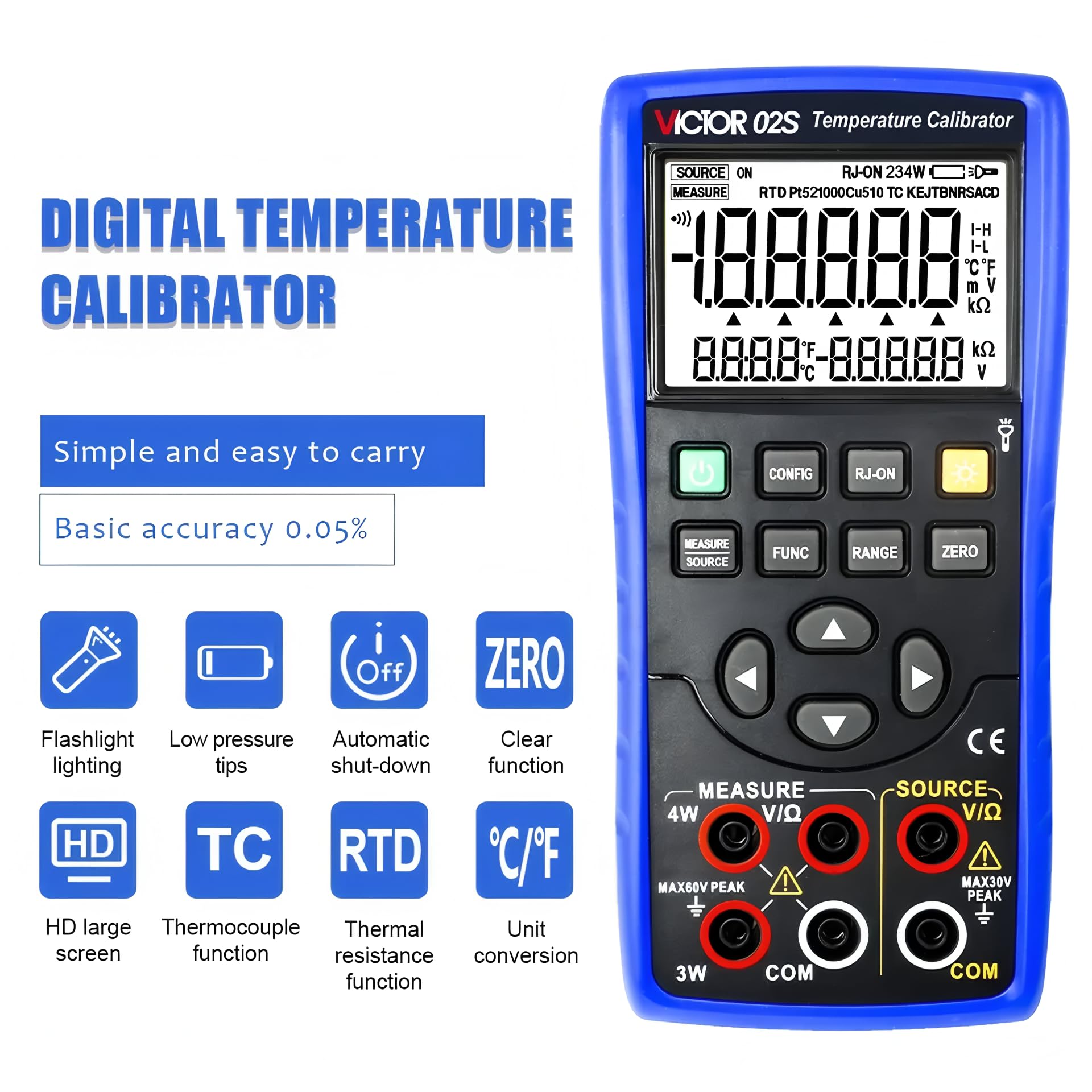 RUOSHUI Multi-function Calibration 02+ Thermocouple Calibrator Imput And Output Source 8 Types Of Thermocouple Measurement-R/S/K/E/J/T/B/N(RUOSHUI 02S)