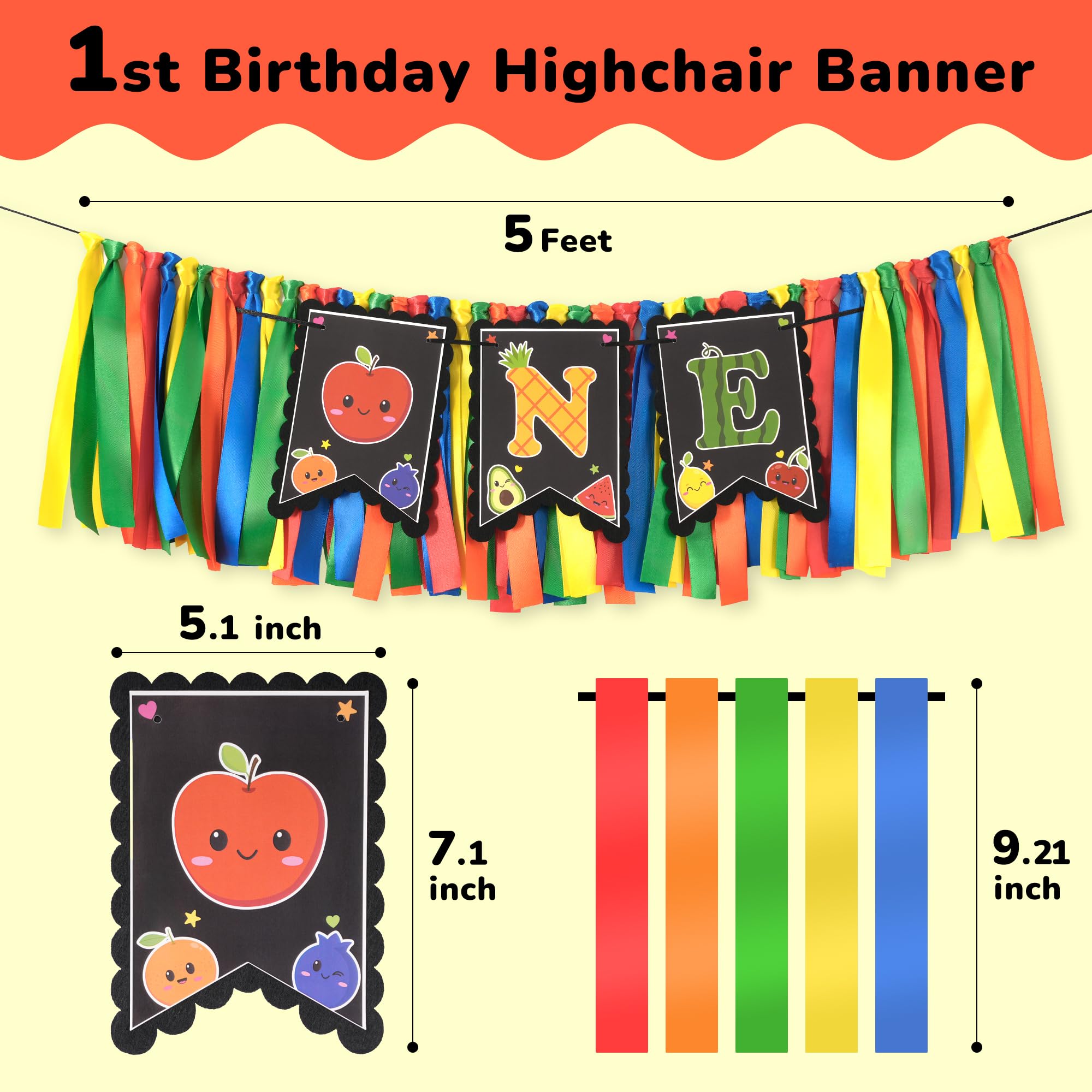 Kreatwow Fruit First Birthday High Chair Banner - Sweet One Summer Fruit Theme Decor For Girls - View #8