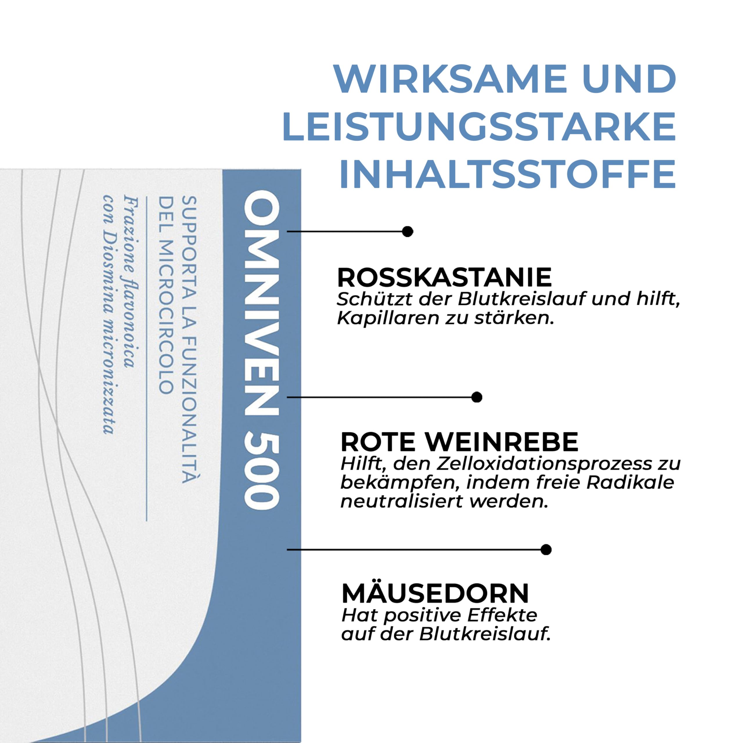 Dulac – Diosmin Omniven 500, Nahrungsergänzung für Schwere und Geschwollene Beine, 80 Tabletten, für Venen und Lymphdrainage Beine, Ideal bei Krampfadern, mit Diosmin und Hesperidin, Made in Italy