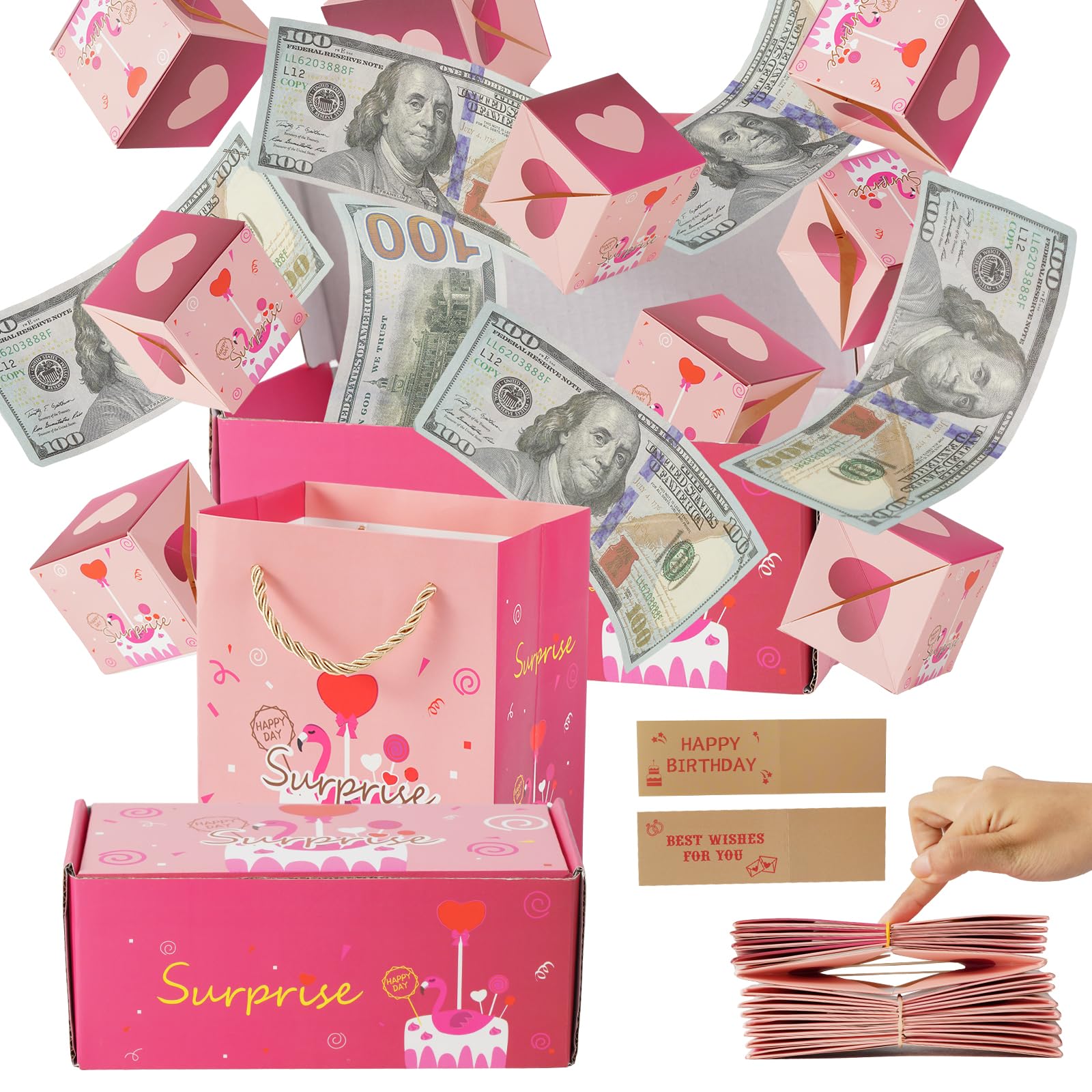 Ecmln Surprise Gift Box Explosion for Money Cash Explosion Gift Box for Birthday Anniversary Valentine Proposal