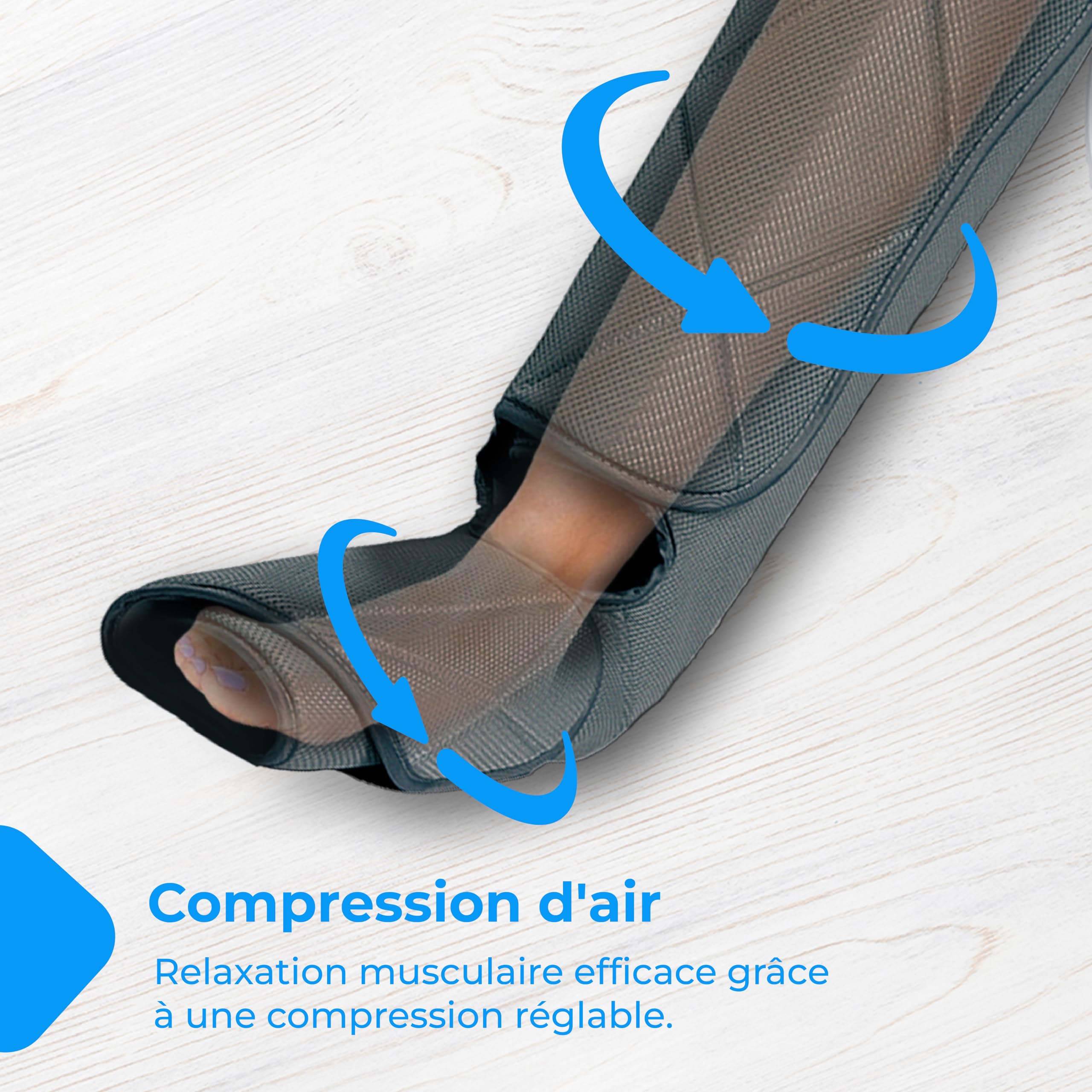 NK Appareil de massage pour jambes, 6 modes de massage complets et partiels, 4 niveaux d'intensité pour chaque mode, minuteur, fonction chaleur, compression d'air pour la relaxation musculaire.