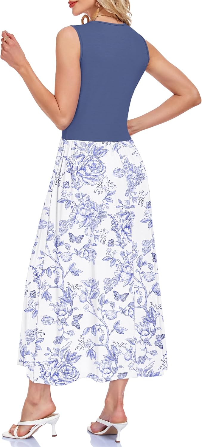 MOLERANI Women Summer Maxi Dress 2026 Casual Sleeveless Vacation Dresses V Neck Elegant Flowy Sundress with Pockets - Image 4