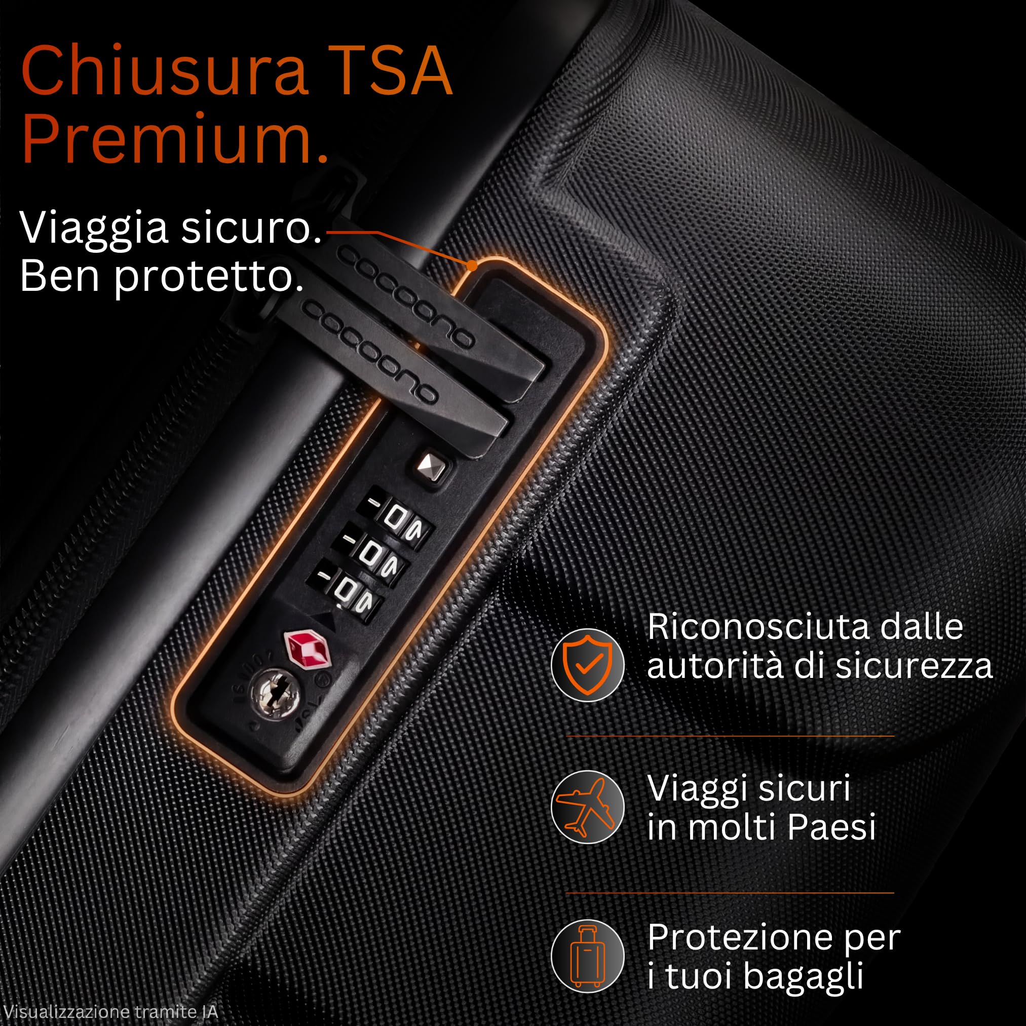 Cocoono Capienza 100-117 litri espandibile con soffietto, 78x50x30 cm, 4 doppie ruote girevoli a 360 gradi, lucchetto TSA integrato Trolley rigido (Nero, XL)