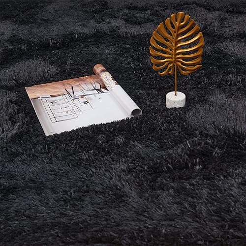 Miniatura 4 de AMTOVO Alfombras de área para sala de estar, 9 x 12 pulgadas, teñido anudado, color azul oscuro, alfombra grande y esponjosa, alfombra para