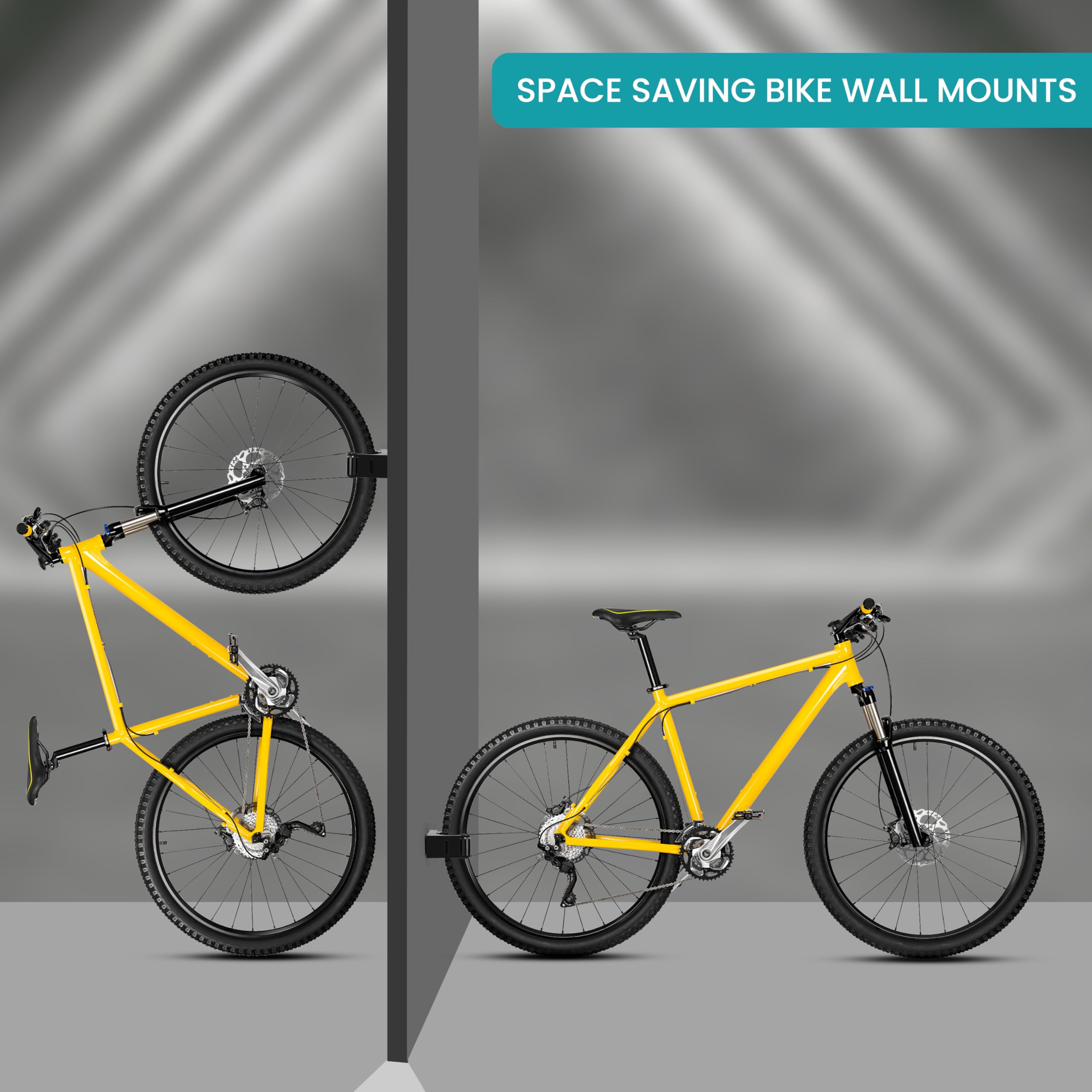 Support Vélo Mural Vertical - 4 Crochets Robustes (35 Kg Par Crochet) Pour Gain De Place Dans Garage Ou Appart