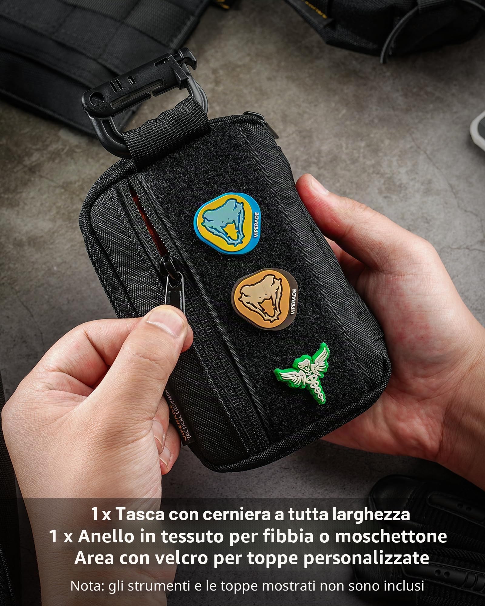 VIPERADE VE26 EDC Pouch, piccola borsa portautensili per utensili tascabili e multiutensili, organizer tascabile per borsa EDC con area patch per attrezzatura EDC