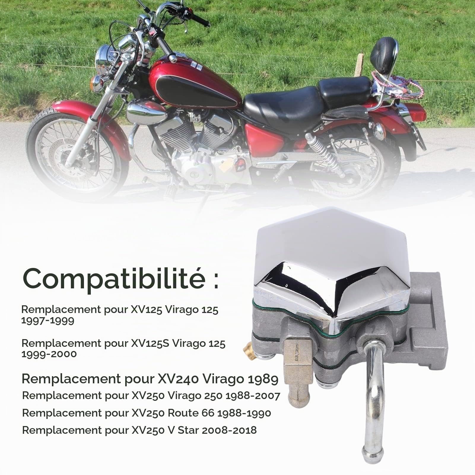 Ensemble de Pompe à Carburant 2UJ 13910 00 00 Pompe à Essence de Moto en Métal pour XV125 Virago 125 1997‑1999
