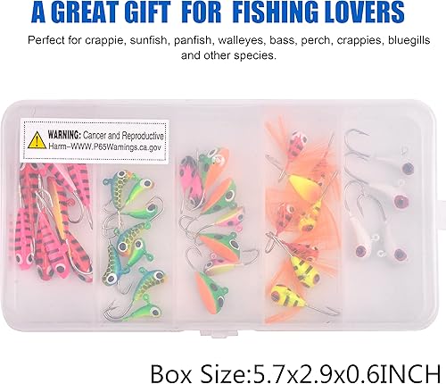 Miniatura 6 de Ice Fishing Jigs Kit Ice Fishing Lures Set Jigs Head Hooks for Walleye Panfish Crappie Perch Winter Ice Fishing Gears Ice Fishing Tackle Box