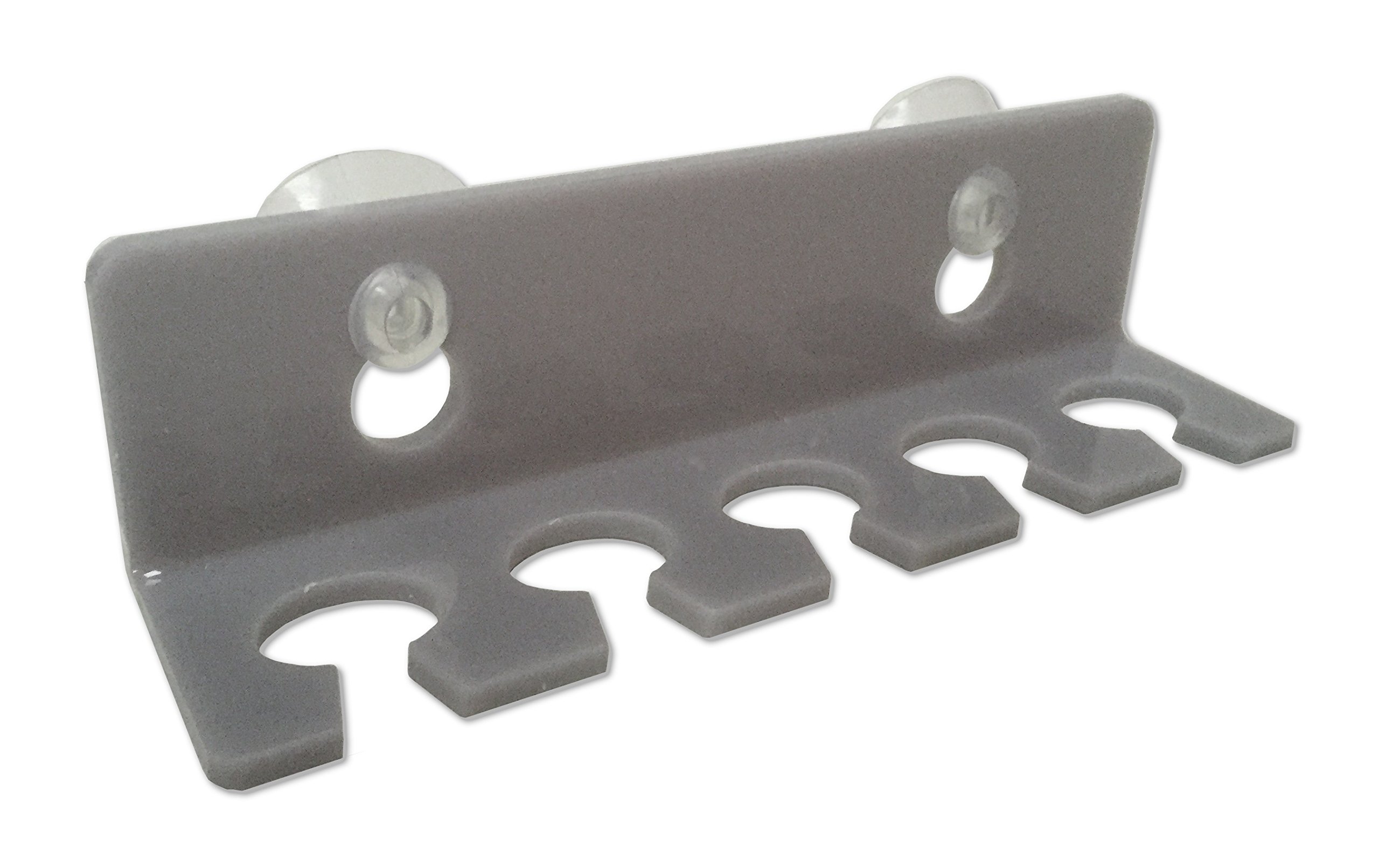 Focus Plastics TOOTHBRUSH 'STICK ON' HOLDER FOR 5 LARGE BRUSHES WITH 2 SUCTION CUPS (FREE P&P) - 10 COLOURS (Light Grey)