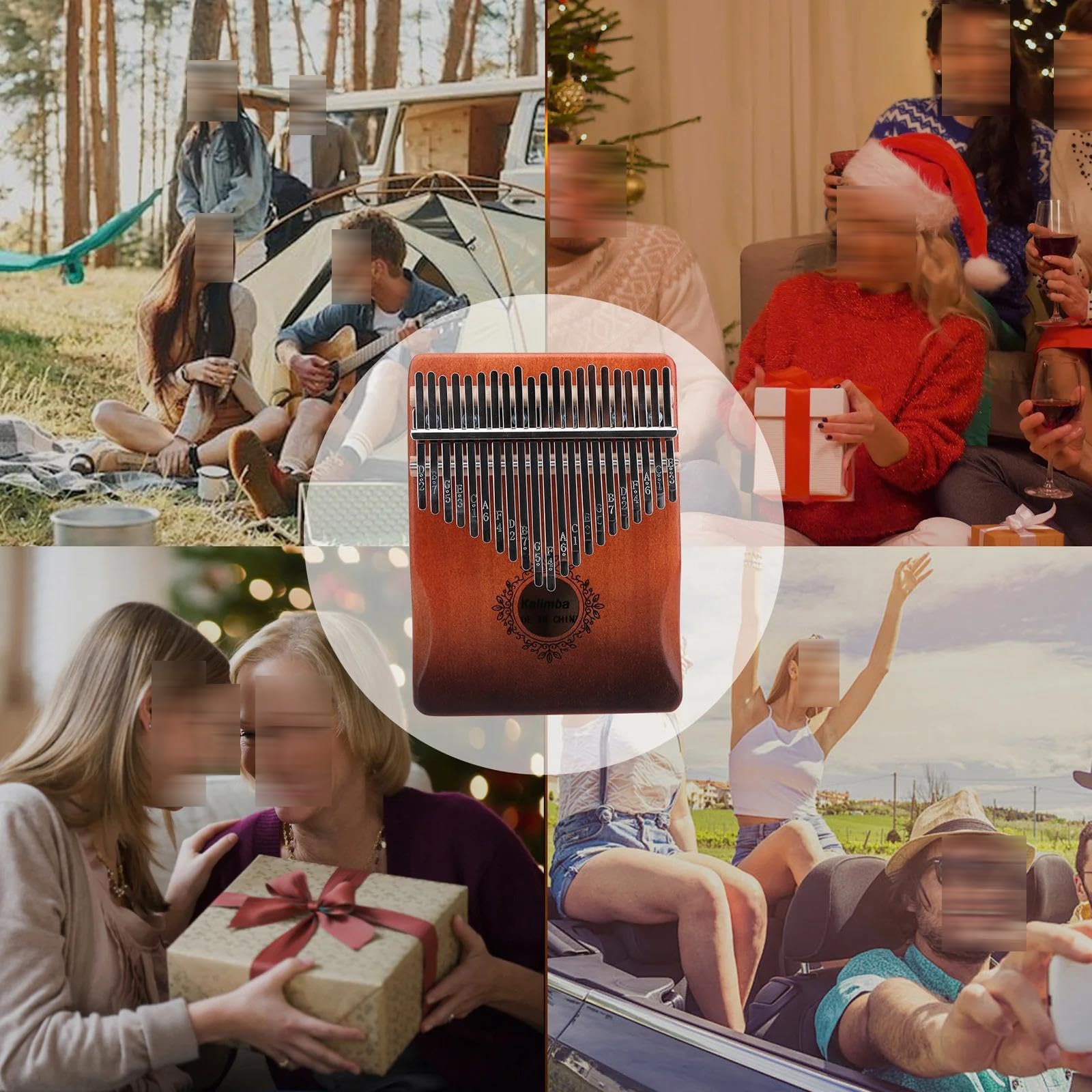 Kalimba 21 Klawiszowy Ergonomiczny Kalimba Z Regulacją Kciuka Przenośny Fortepian W Stylu Vintage Z Regulacją Młoteczkową