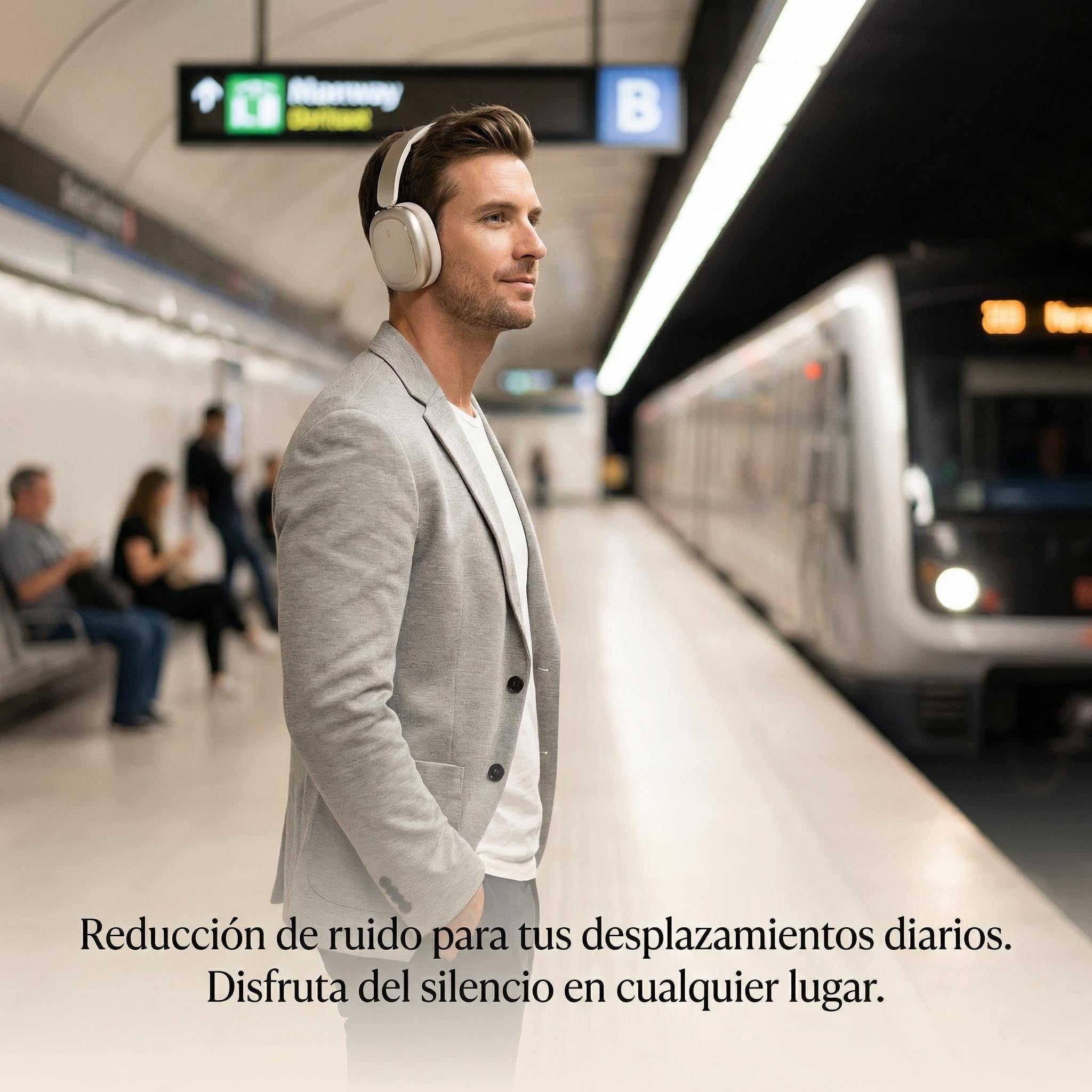 ND905-ANC Auriculares Inalámbricos Diadema Bluetooth 5.4, Cancelación Ruido Activa (3 Modos), 3 Ecualizadores, 40H Autonomía, Almohadillas Magnéticas y Conexión Dual (Beige)