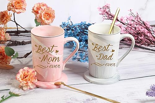 Miniatura 3 de Best Mom and Dad Coffee Mugs Best Dad and Mom Mug Birthday Mother Day Father's Day Mugs for Mom Dad from Daughter Son New Parent Mug 14 oz Gift Box