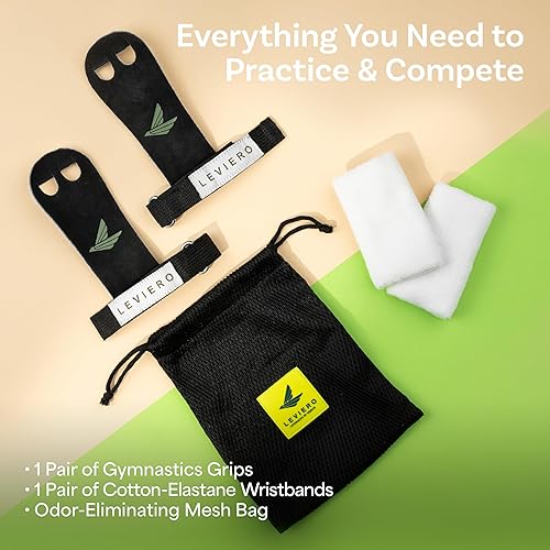 Miniatura 5 de Palmies - Agarres de gimnasia para gimnasia, agarres multiusos de cuero suave con agujeros ajustables para los dedos, levantamiento de pesas, pesas