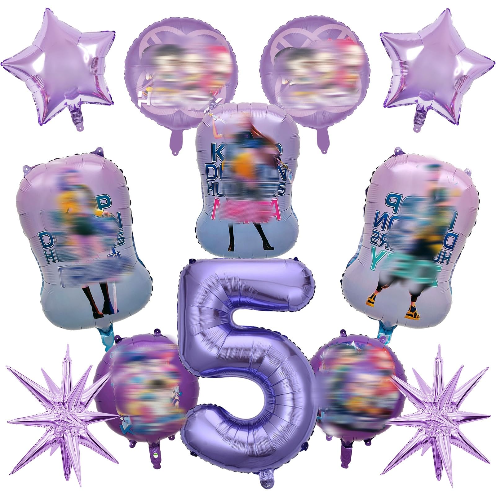 12Pcs Hunter Balloons Birthday Party Decorations, 5 Years Happy Birthday Foil Balloons, Birthday Party Decorations Supplies for Kids Boys Girls