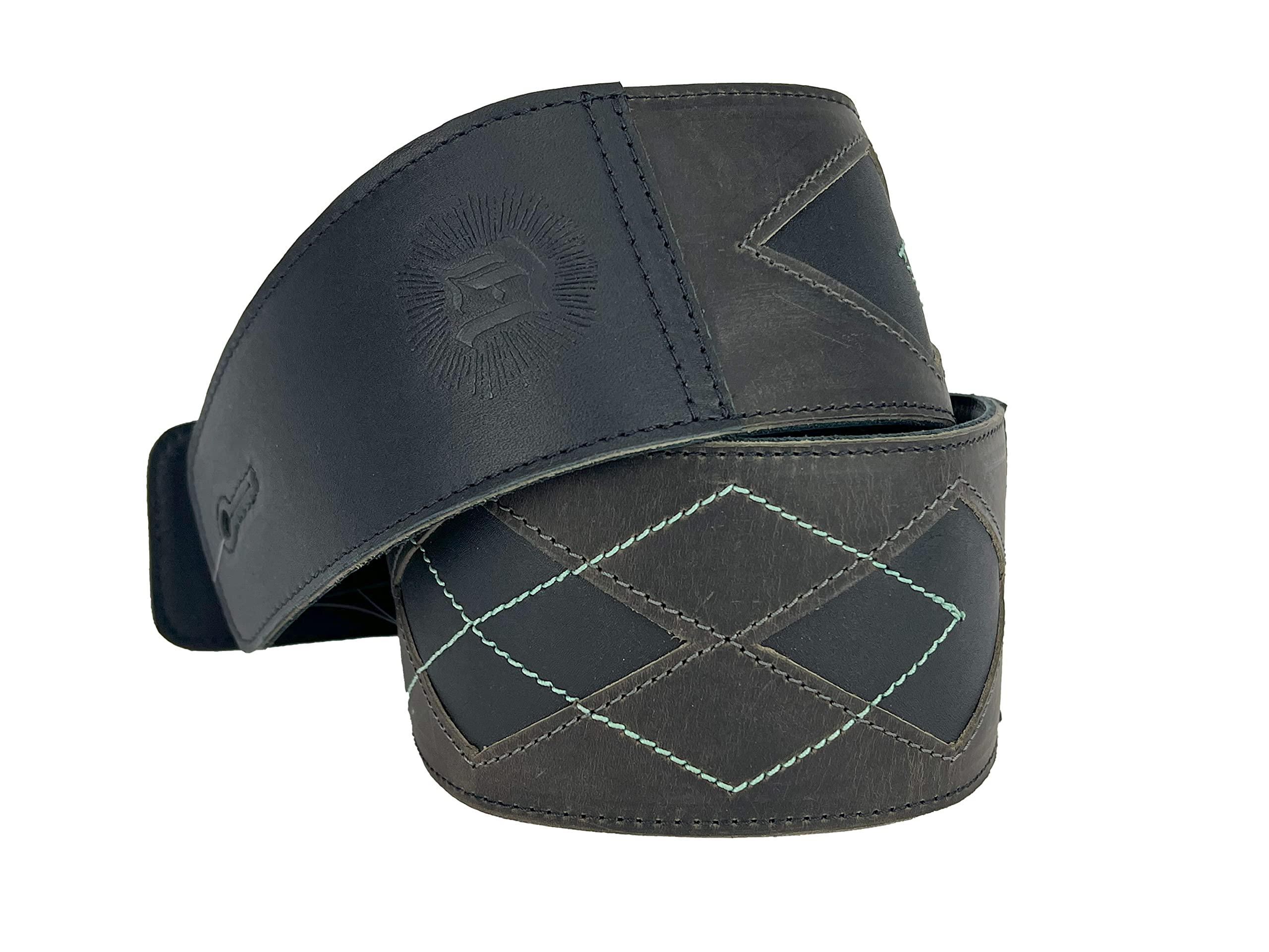 "Everett Full Grain Leather Guitar Strap For Electric, Acoustic, and Bass Guitars (Aged Steel/Mint)