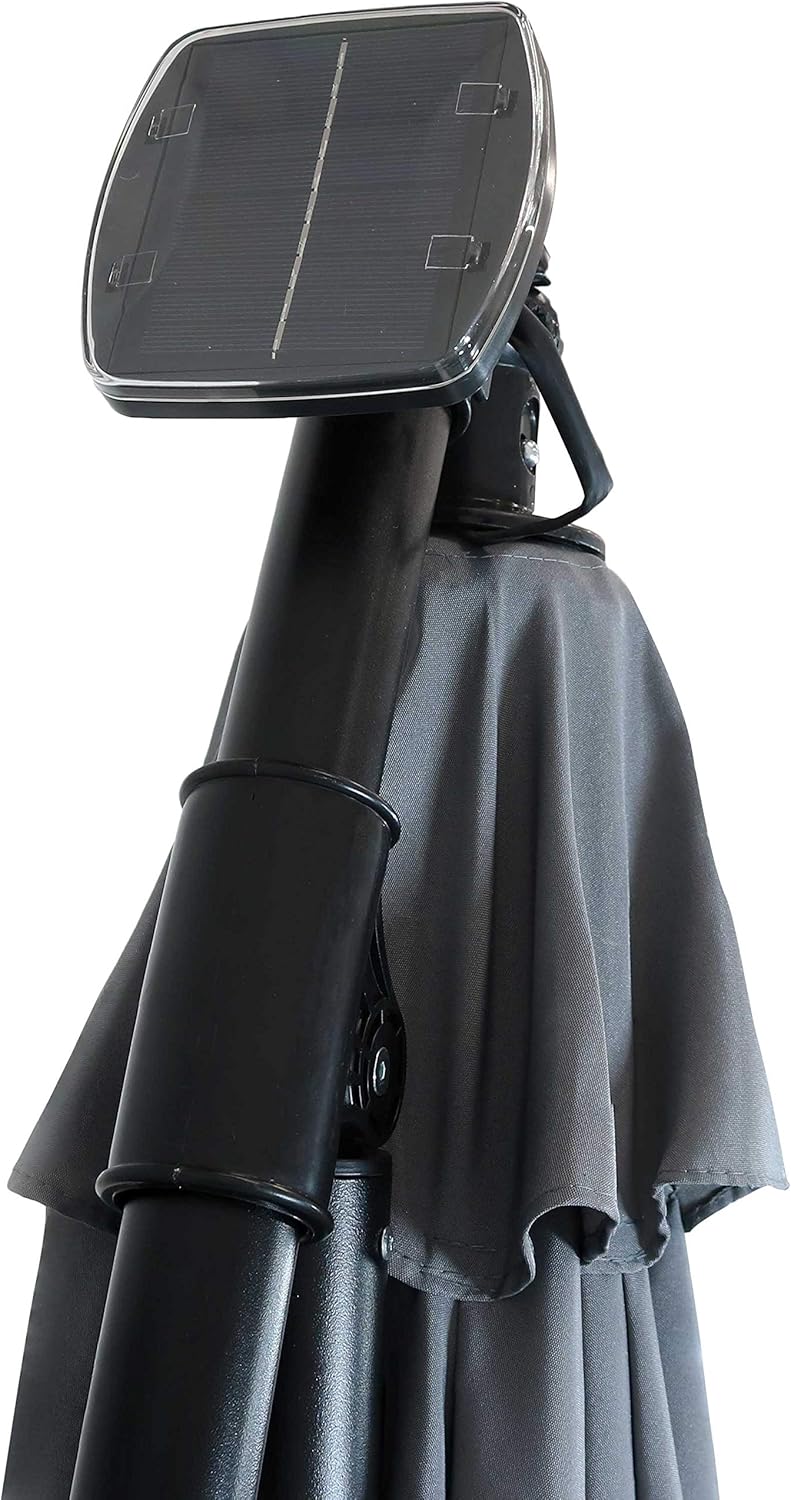 Sunnydaze 10' Solar Offset Patio Umbrella - Solar Cantilever Umbrella Outdoor with LED Lights - Polyester Shade, Air Vent, & Cross Base - Image 8