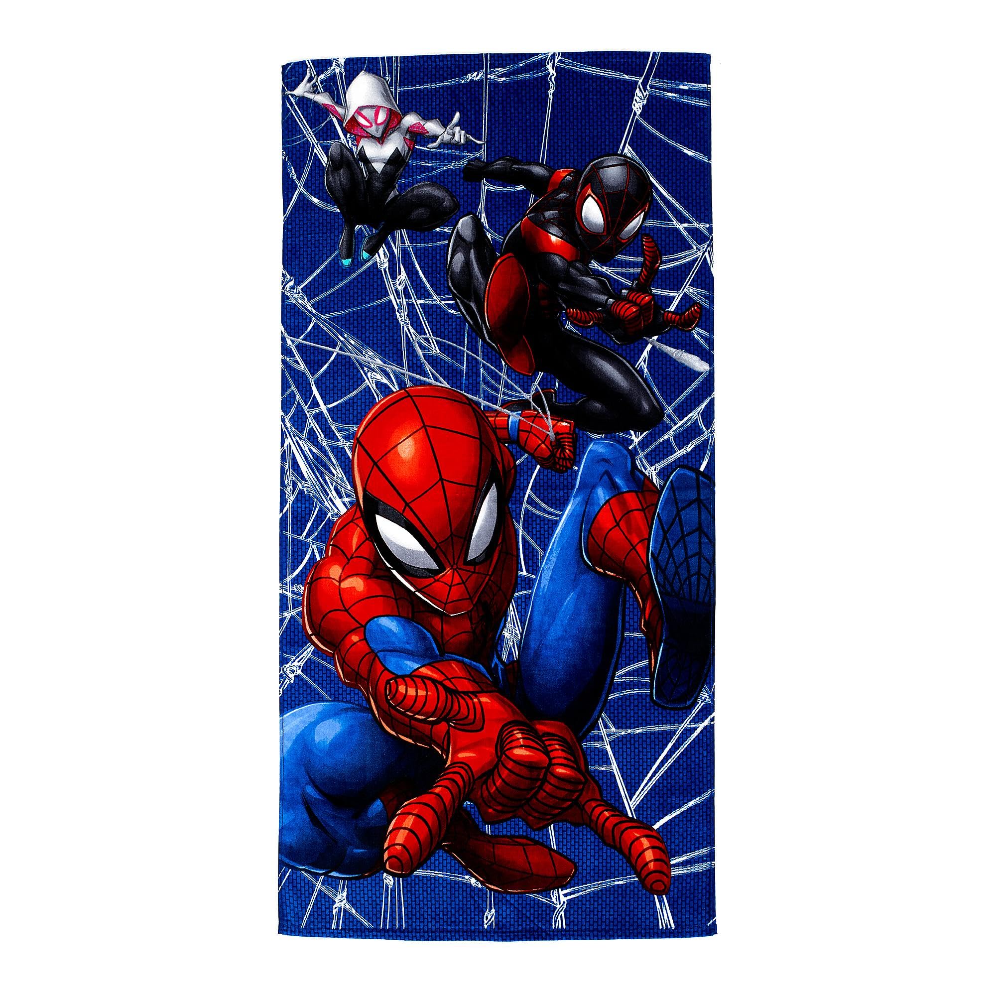 Disney Store Spider Man Official Spider‑Man Beach Towel – Kids’ Marvel Towel Featuring Spider‑Man Miles Morales And Ghost‑Spider, H150 X W74cm