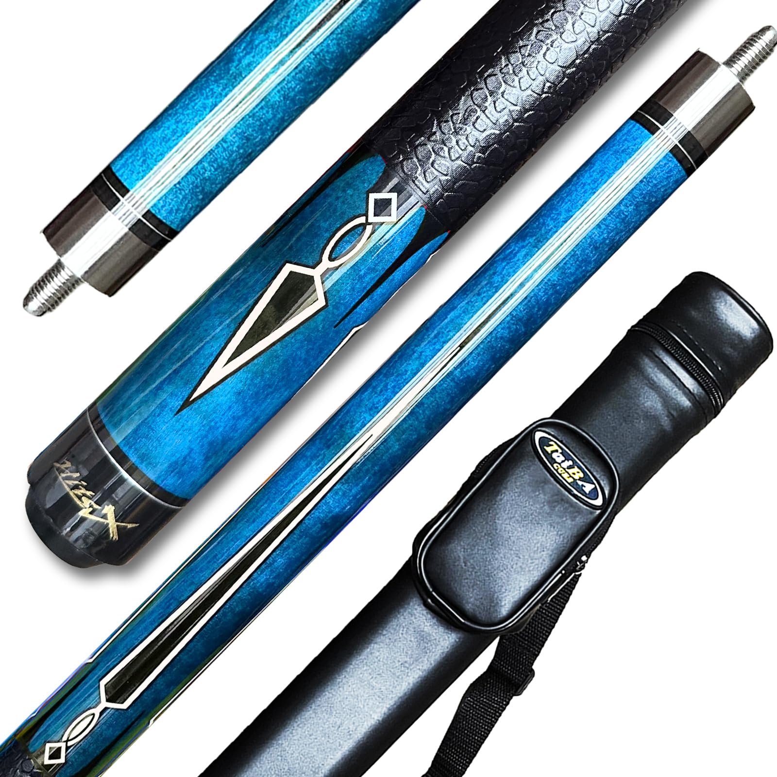 Tai ba cues Pool Cue Stick, 13mm Tip, 58", Hardwood Canadian Maple Professional Billiard Stick 19,20,21 Oz (Selectable)-Blue, Red, Green Pool Cue Stick