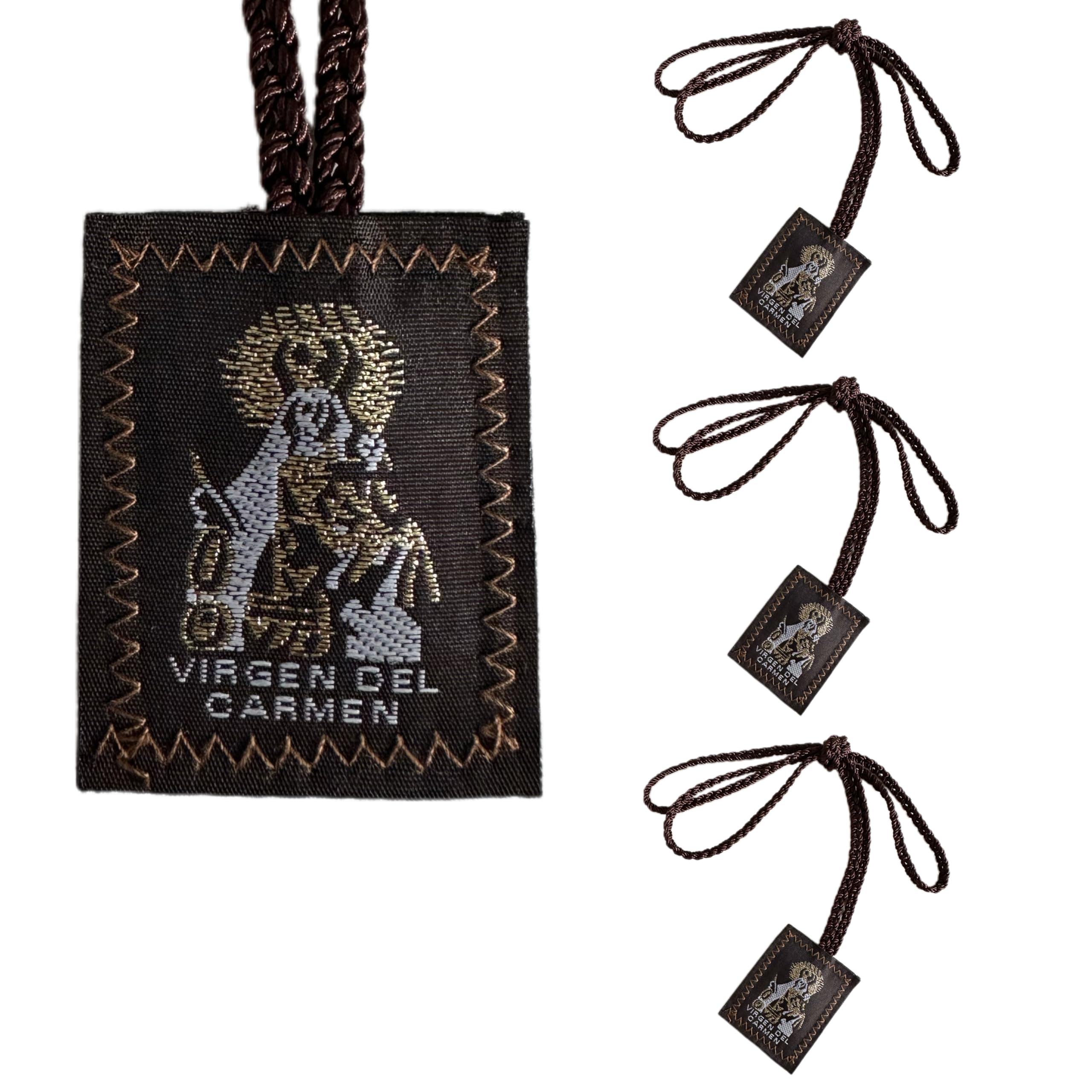 3 Pack Brown Escapulario De La Virgen Del Carmen, Green San Judas Tadeo Escapularios Catolicos, Red Virgen De Guadalupe Necklace Gift For Women Man