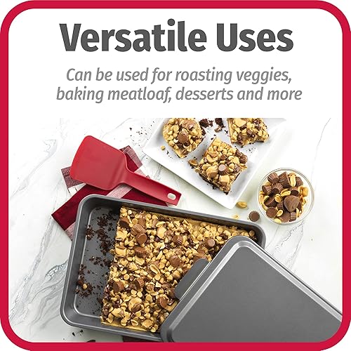 Miniatura 4 de GoodCook Everyday - Molde para hornear pasteles de acero antiadherente de 9 x 13 pulgadas con tapa de metal, color gris