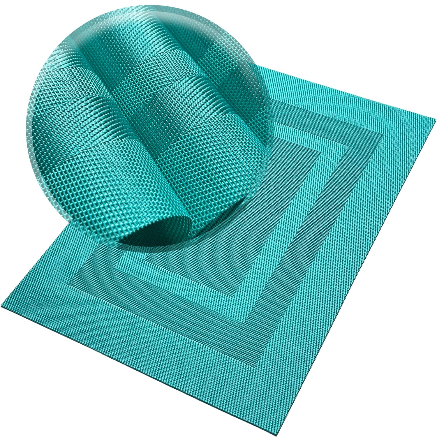 PIGCHCY Lot de 8 sets de table lavables et durables en vinyle résistants à la chaleur antidérapants pour intérieur et extérieur (45,7 x 30,5 cm, bleu turquoise)