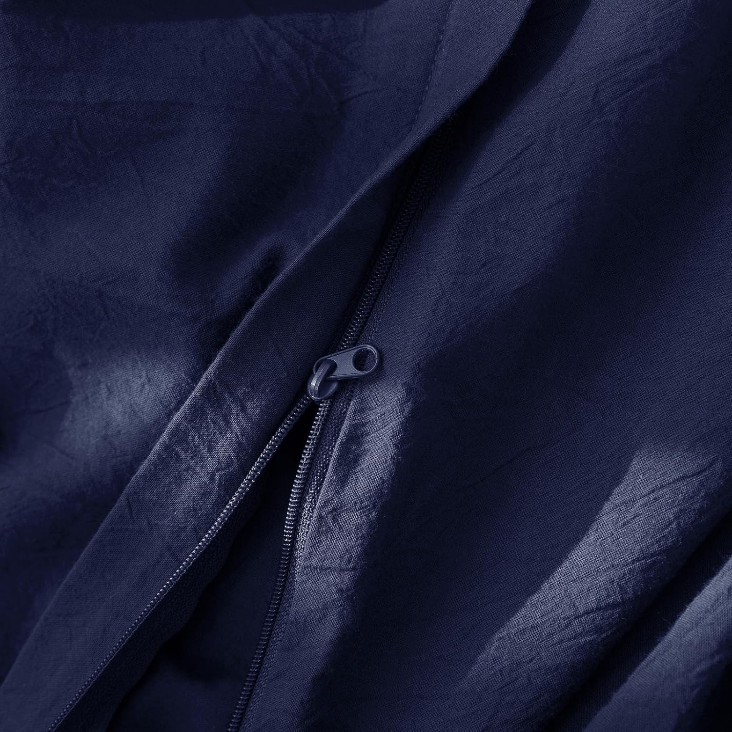 JIYUAN 100% Washed Cotton Duvet Cover Set 3 Pieces Cal King, 1 Duvet Cover 104x98 Inches(Comforter Not Included) and 2 Pillowcases,Linen Feel Bedding Set Comfy and Breathable,Navy Blue Navy Blue(no Comforter) California King(104"x98") image 7 of 7 B0CFKMNM9Y