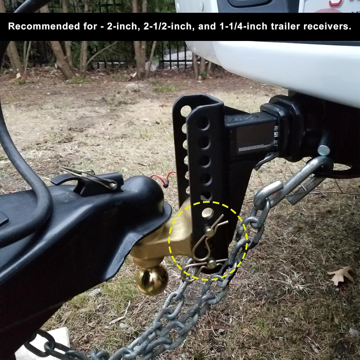 Trailer Hitch Pin & Clip, 5/8-Inch Diameter Towing Hitch Pin and Clip with Grooved Head, Heavy Duty Hitch Pin Assembly with Cotter, Fits 2 Inch Receiver, Trailer Accessories